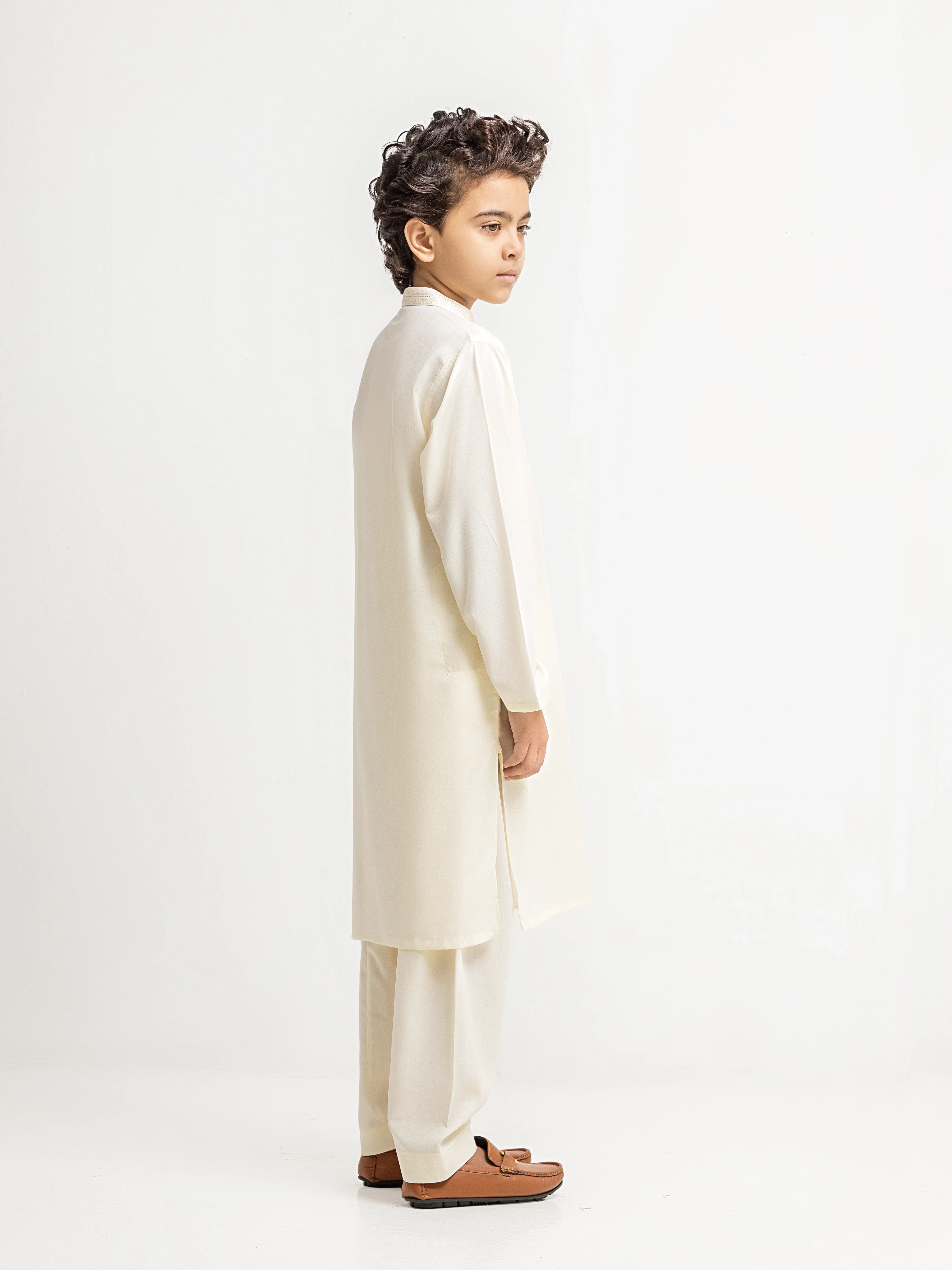 Boy's Cream Kurta Shalwar - EBTKS6-4088 - Image 5