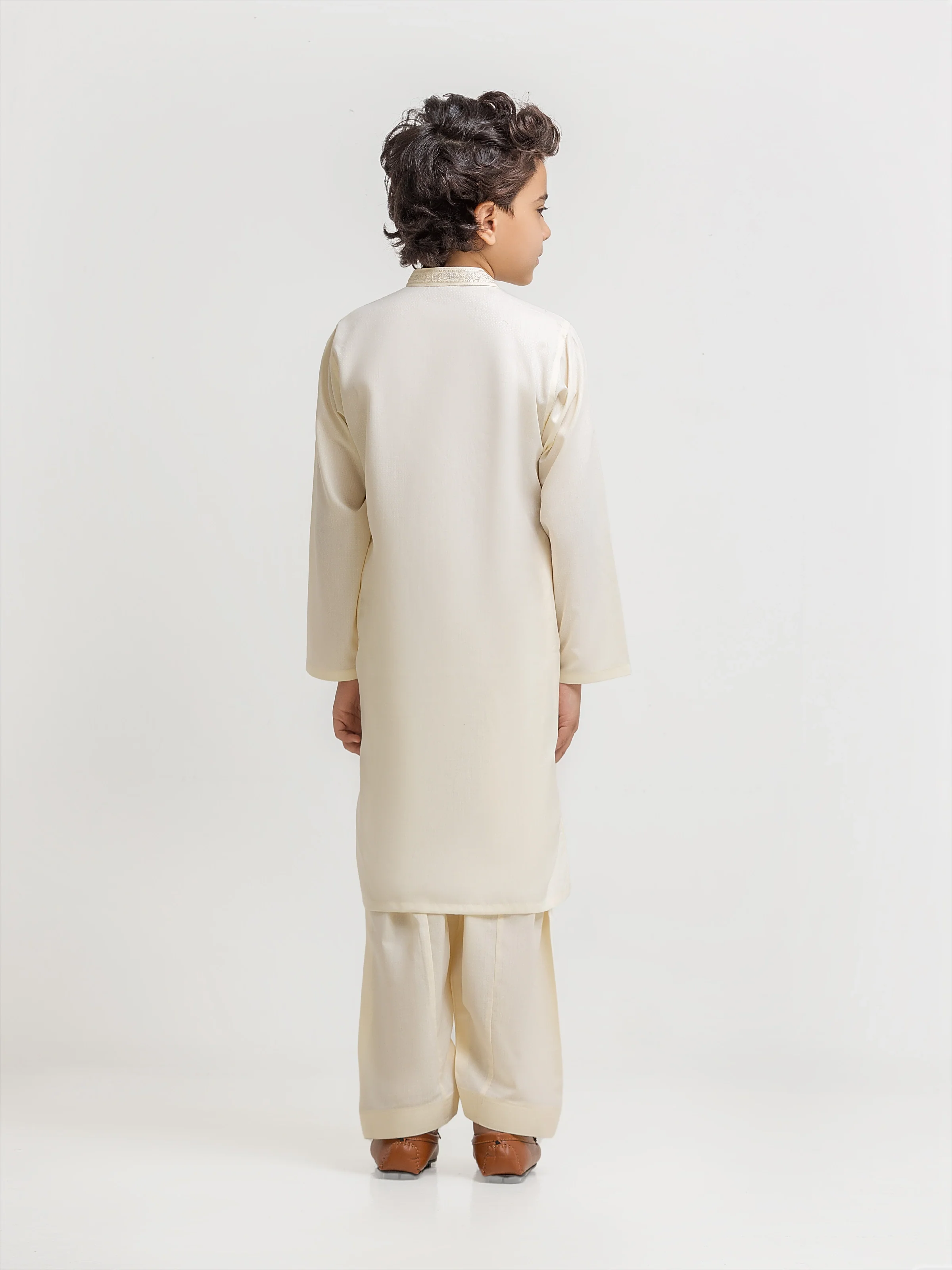 Boy's Cream Kurta Shalwar - EBTKS6-4090 - Image 2