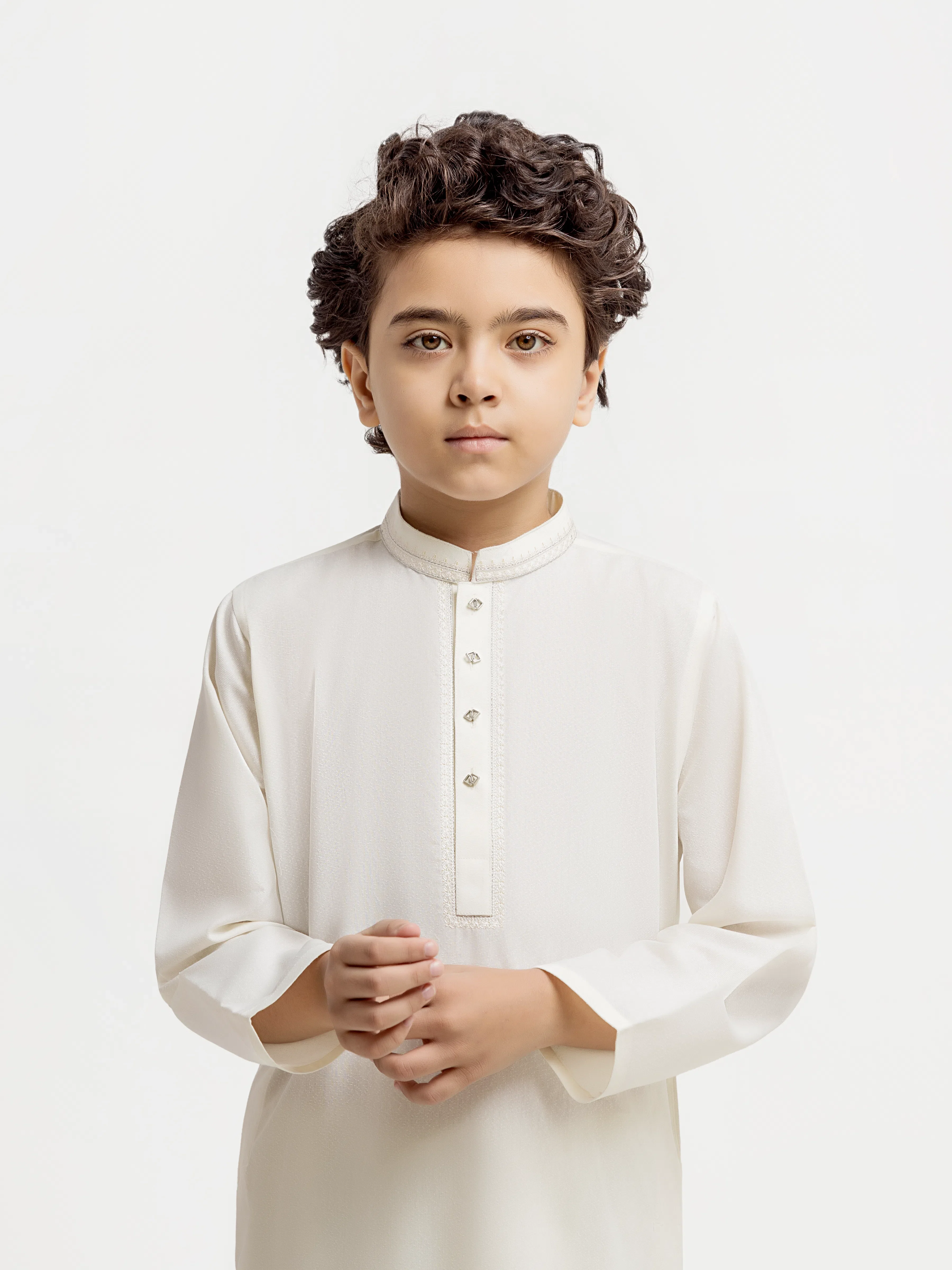 Boy's Cream Kurta Shalwar - EBTKS6-4093 - Image 2