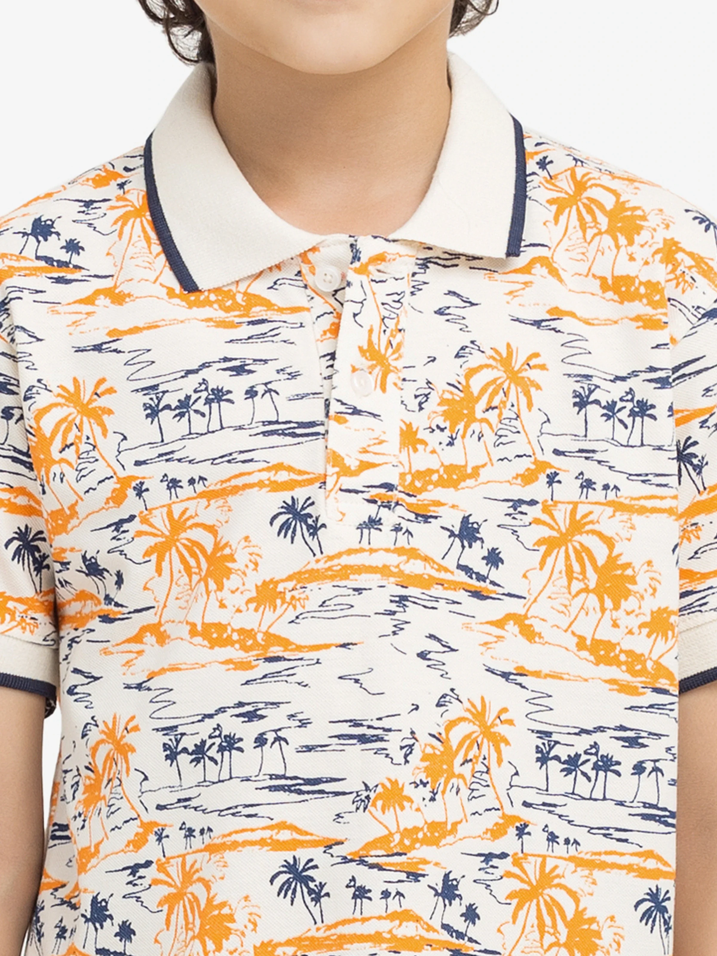 Boy's Cream Multi Polo Shirt - EBTPS5-017 - Image 3