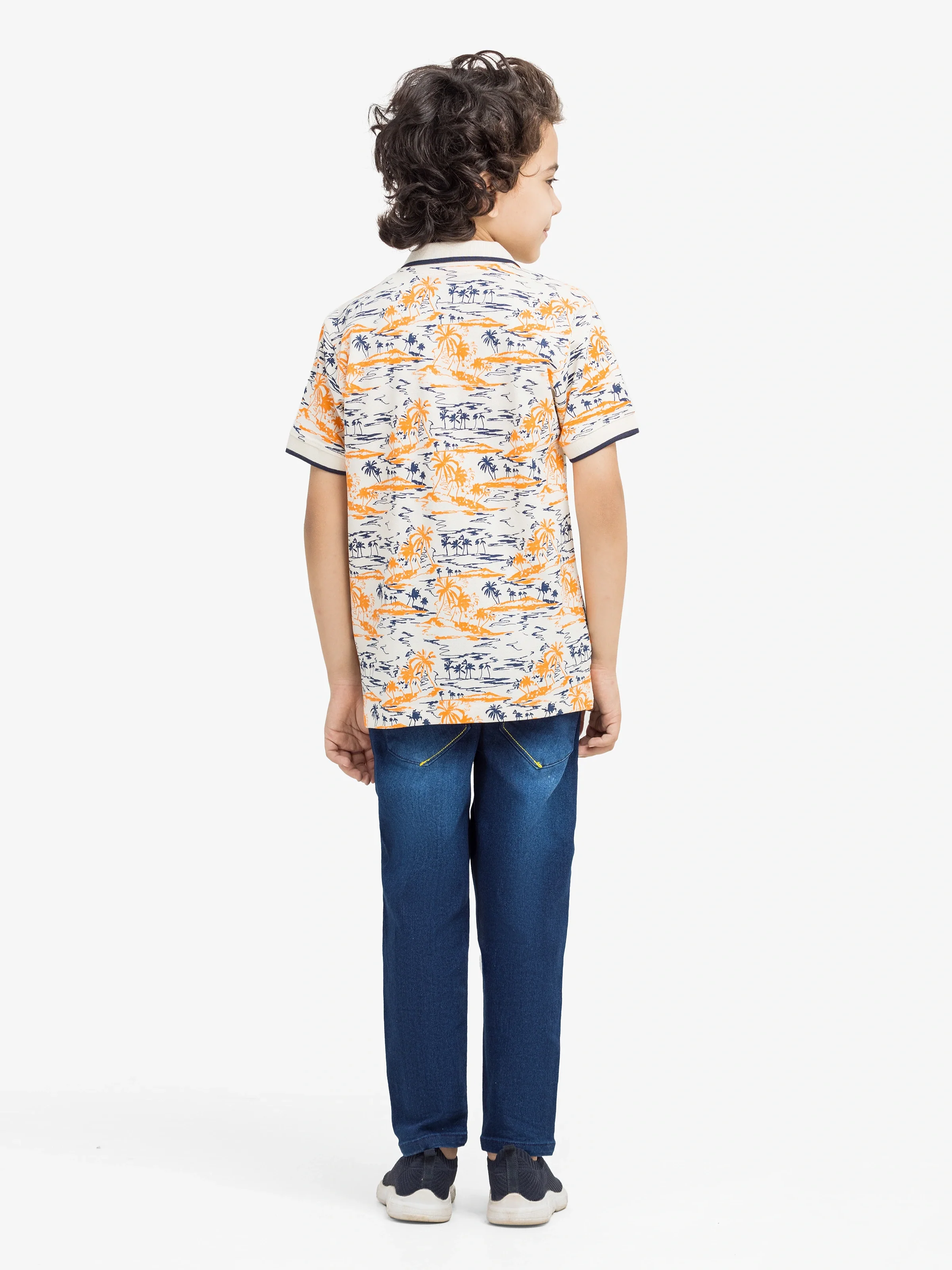 Boy's Cream Multi Polo Shirt - EBTPS5-017 - Image 5