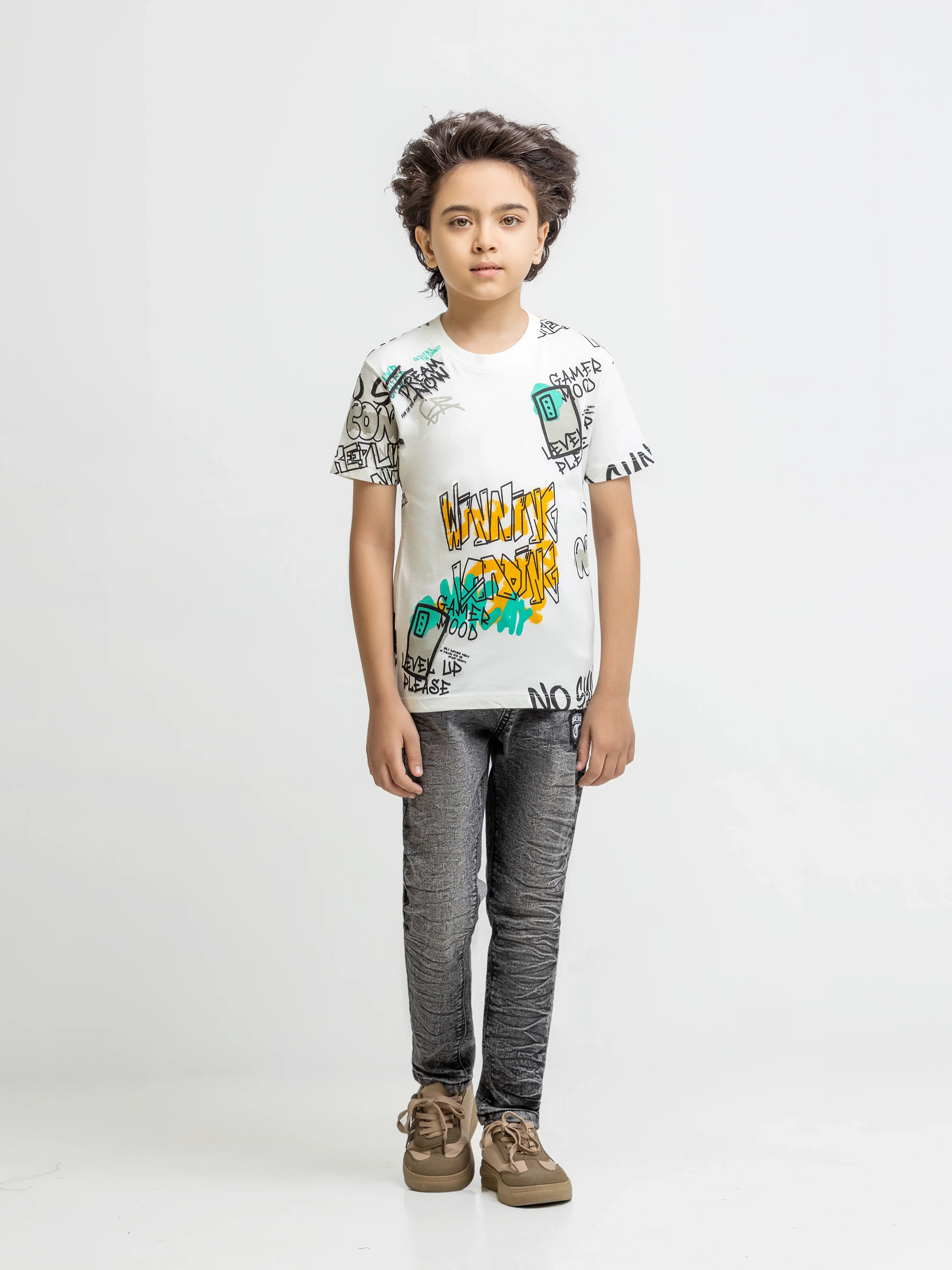 Boy's Cream T-Shirt - EBTTS6-009 - Image 2