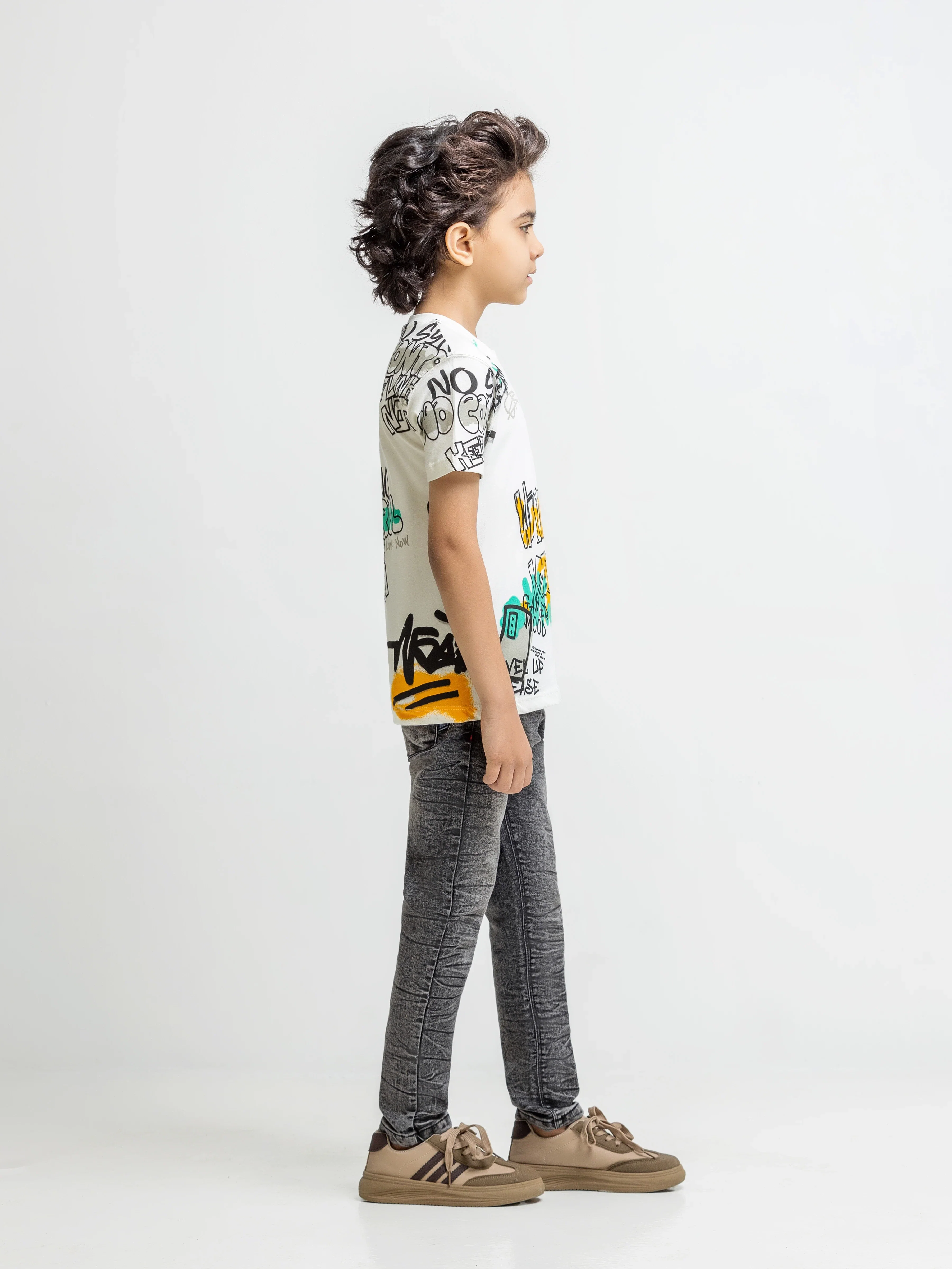 Boy's Cream T-Shirt - EBTTS6-009 - Image 4