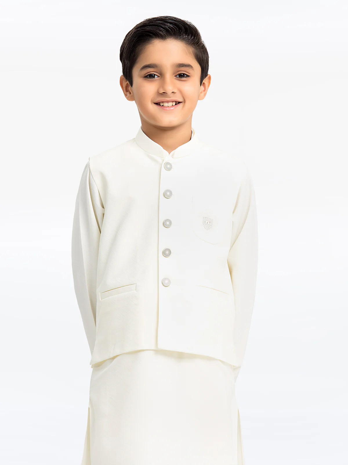 Boy's Cream Waist Coat Suit - EBTWCS23-25182 - Image 2