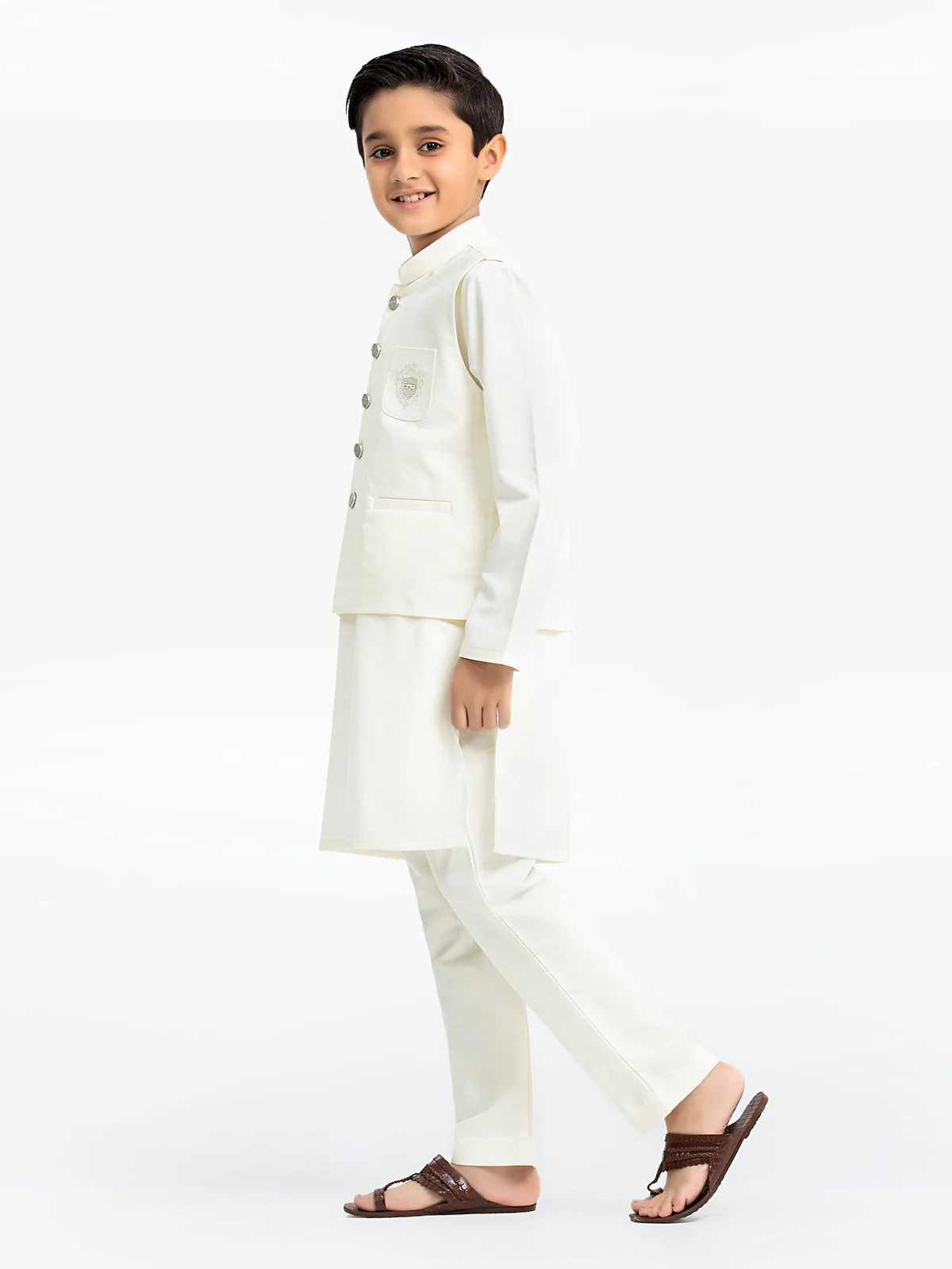 Boy's Cream Waist Coat Suit - EBTWCS23-25182 - Image 3