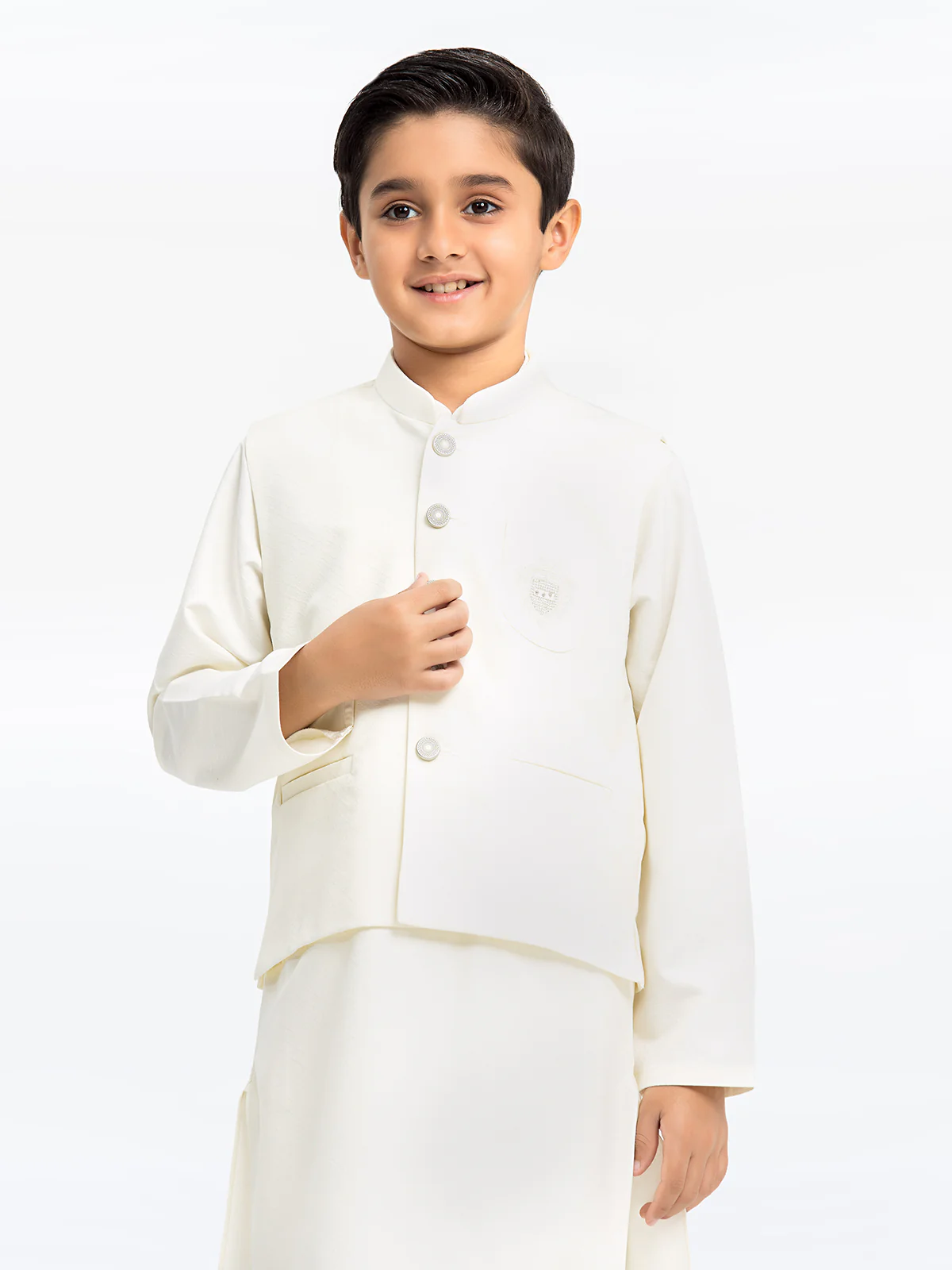 Boy's Cream Waist Coat Suit - EBTWCS23-25182 - Image 4