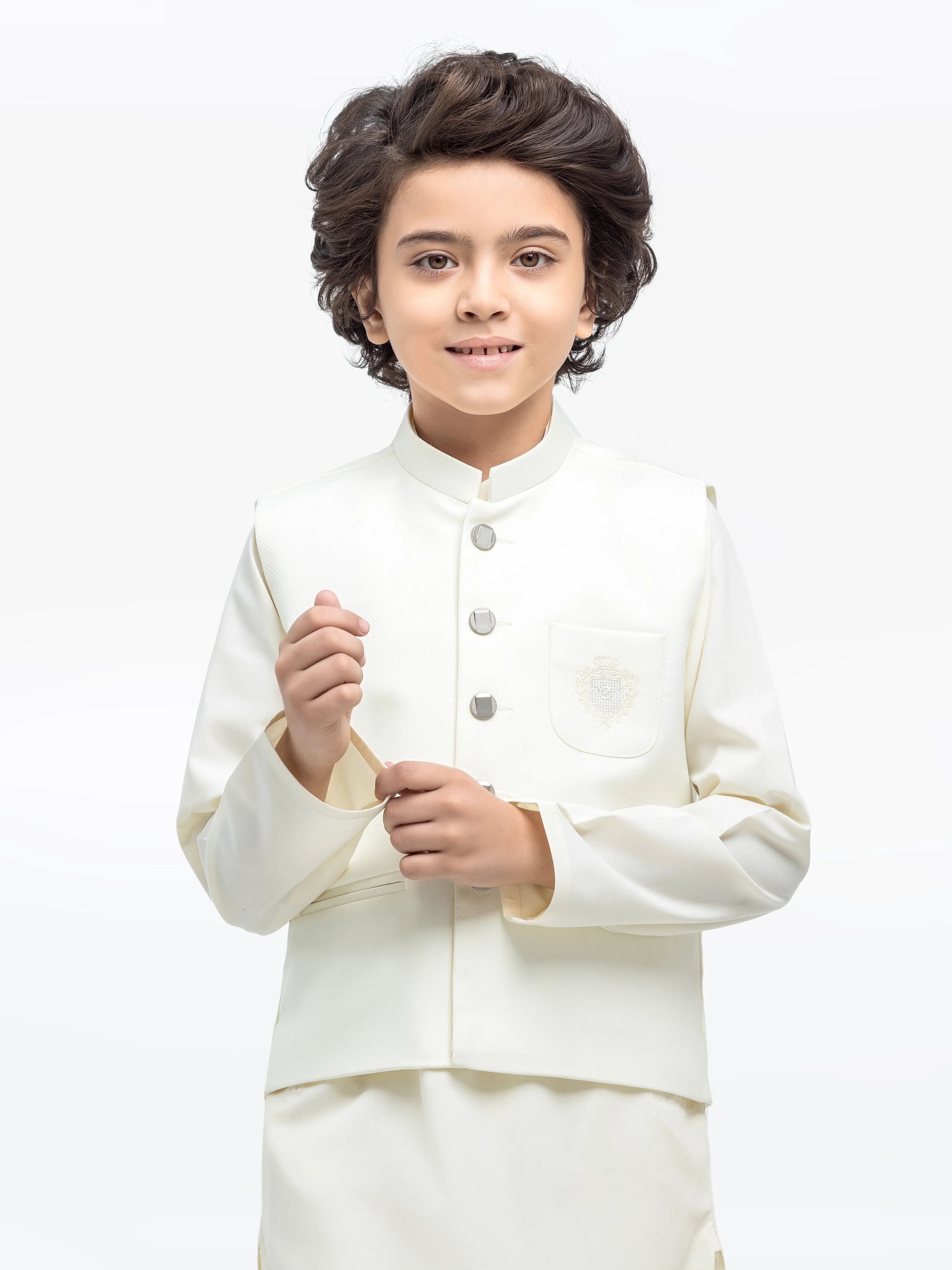 Boy's Cream Waist Coat Suit - EBTWCS5-25197 - Image 2