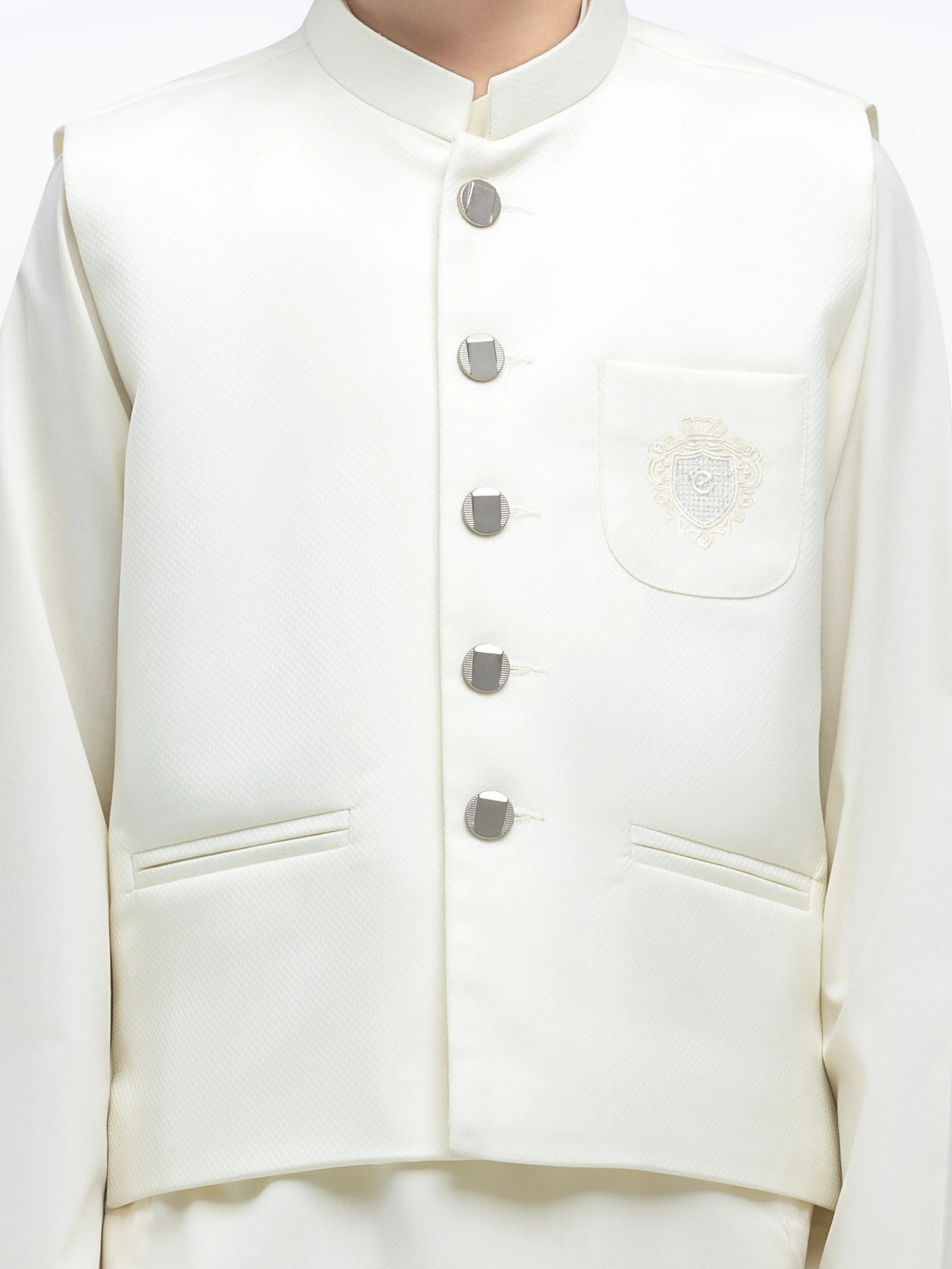 Boy's Cream Waist Coat Suit - EBTWCS5-25197 - Image 3