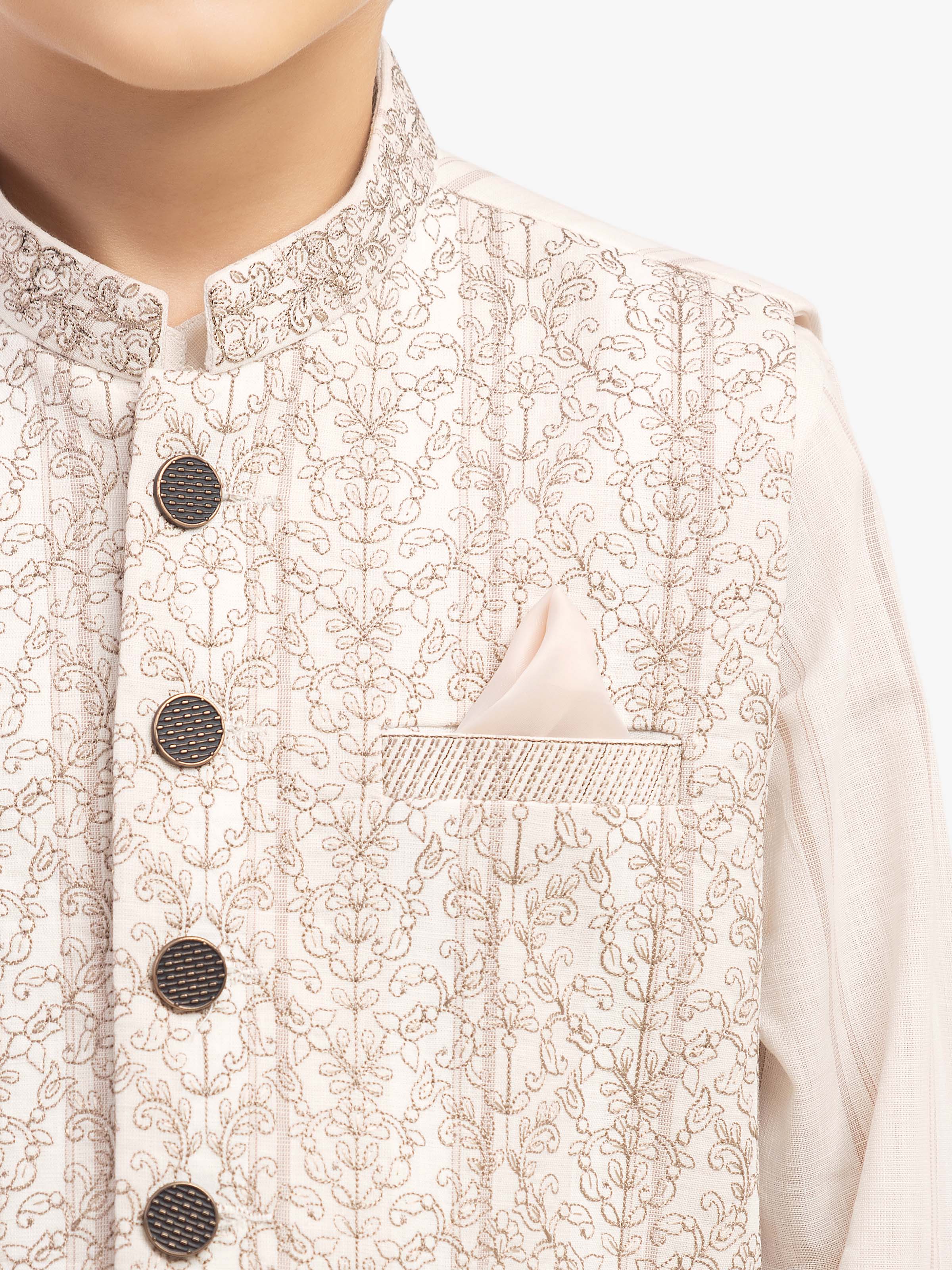 Boy's Cream Waist Coat Suit - EBTWCS5-25210 - Image 3
