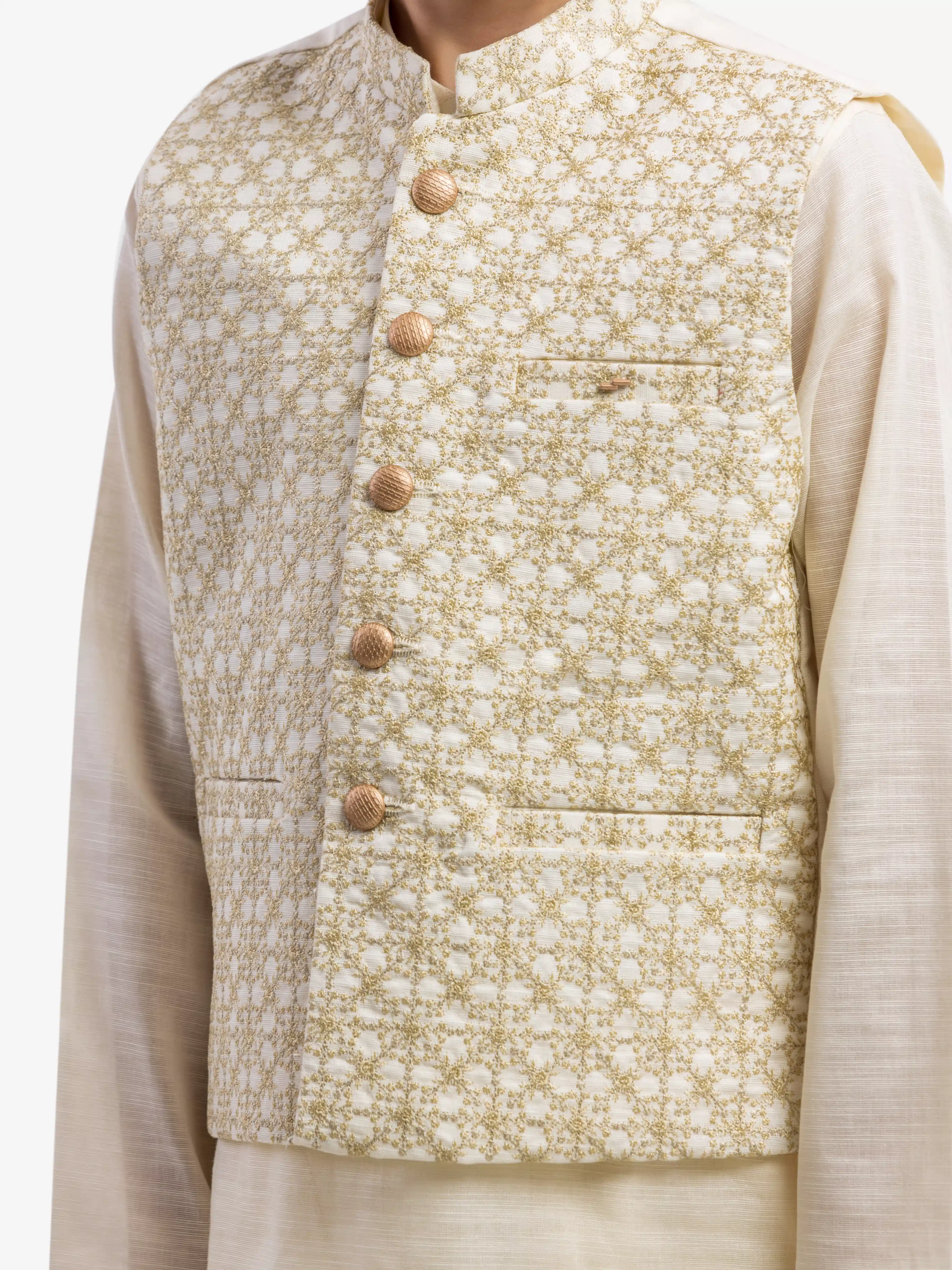 Boy's Cream Waist Coat Suit - EBTWCS5-25215 - Image 3