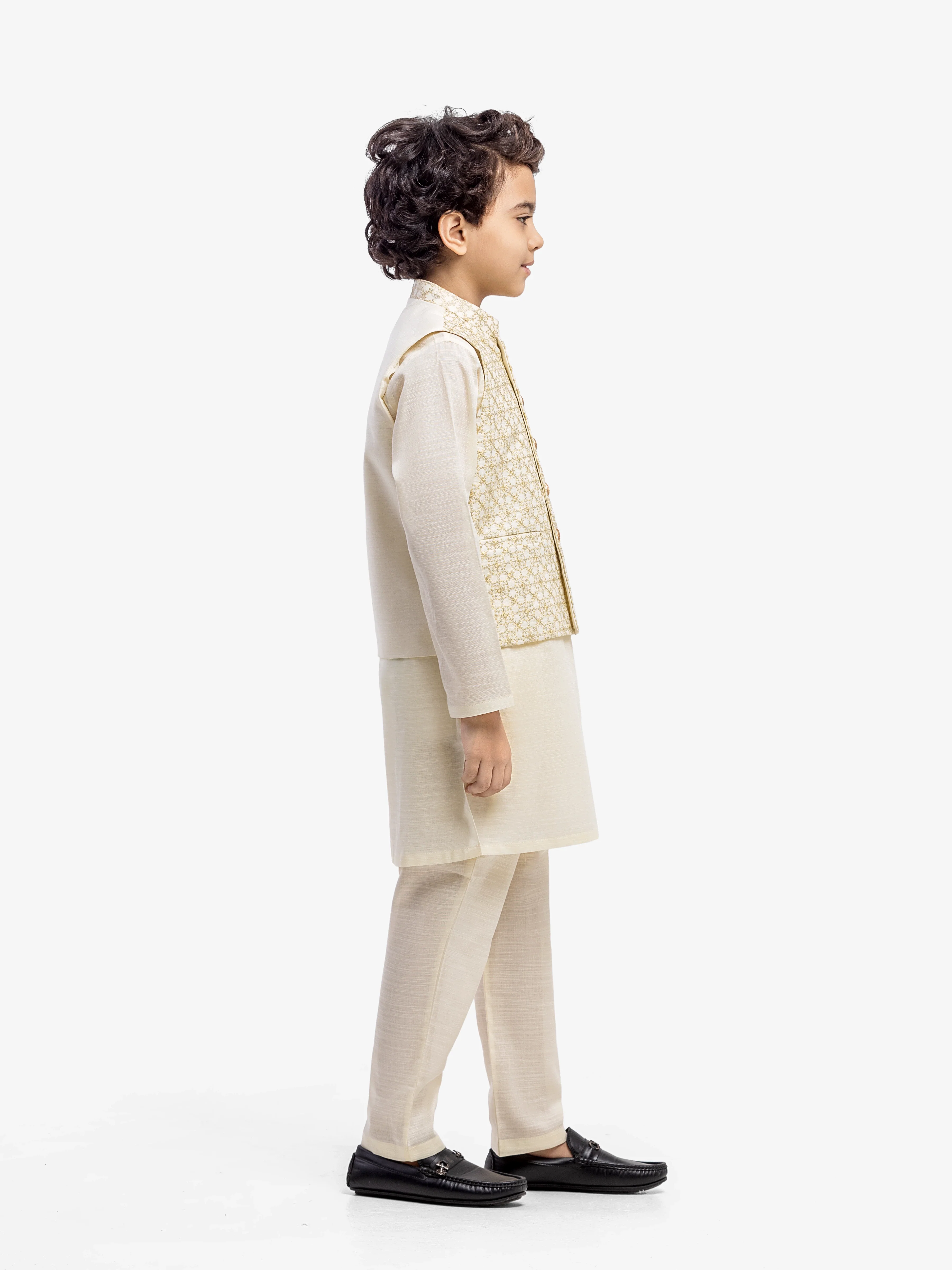 Boy's Cream Waist Coat Suit - EBTWCS5-25215 - Image 4