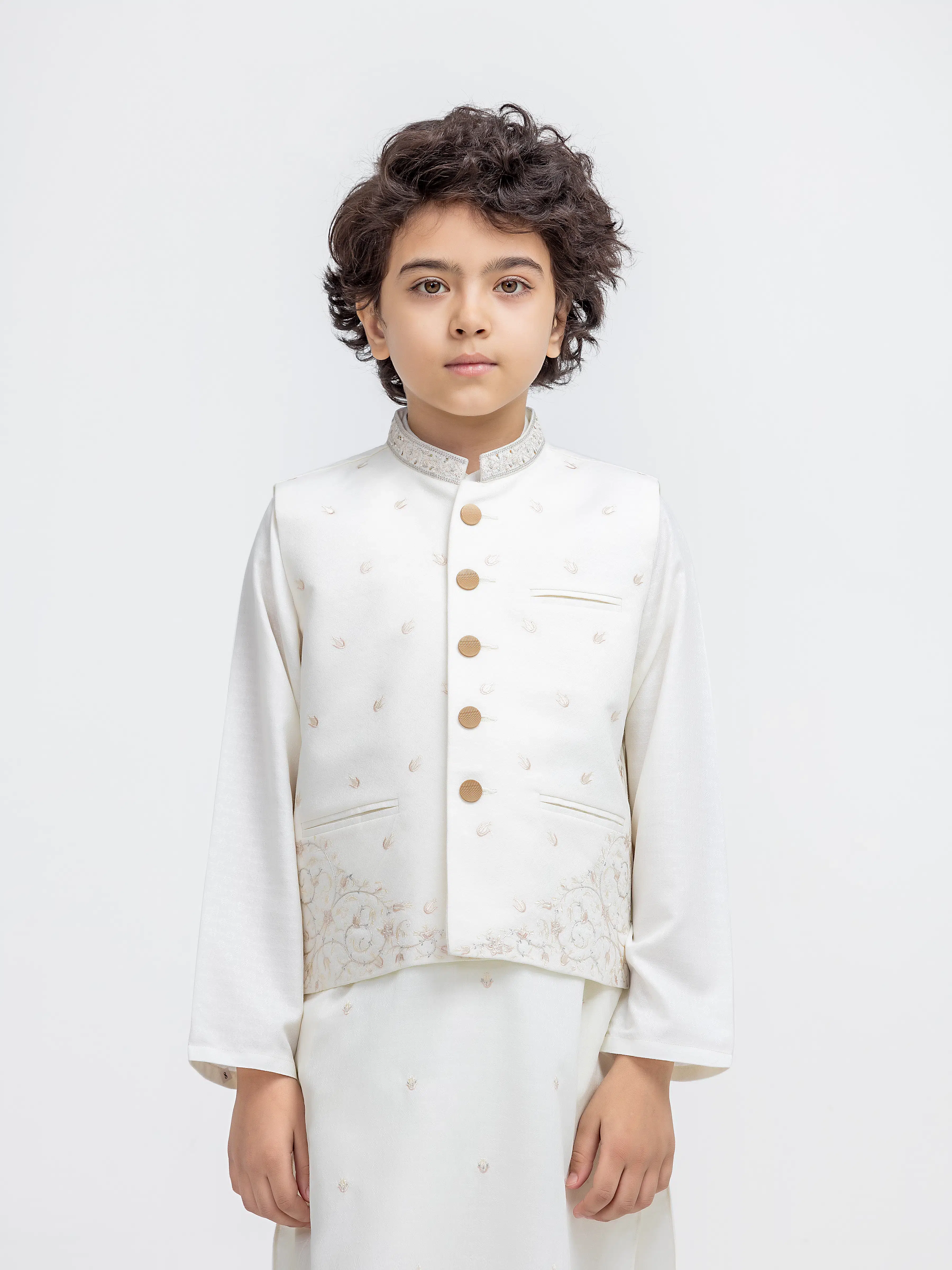 Boy's Cream Waist Coat Suit - EBTWCSC5-051 - Image 2