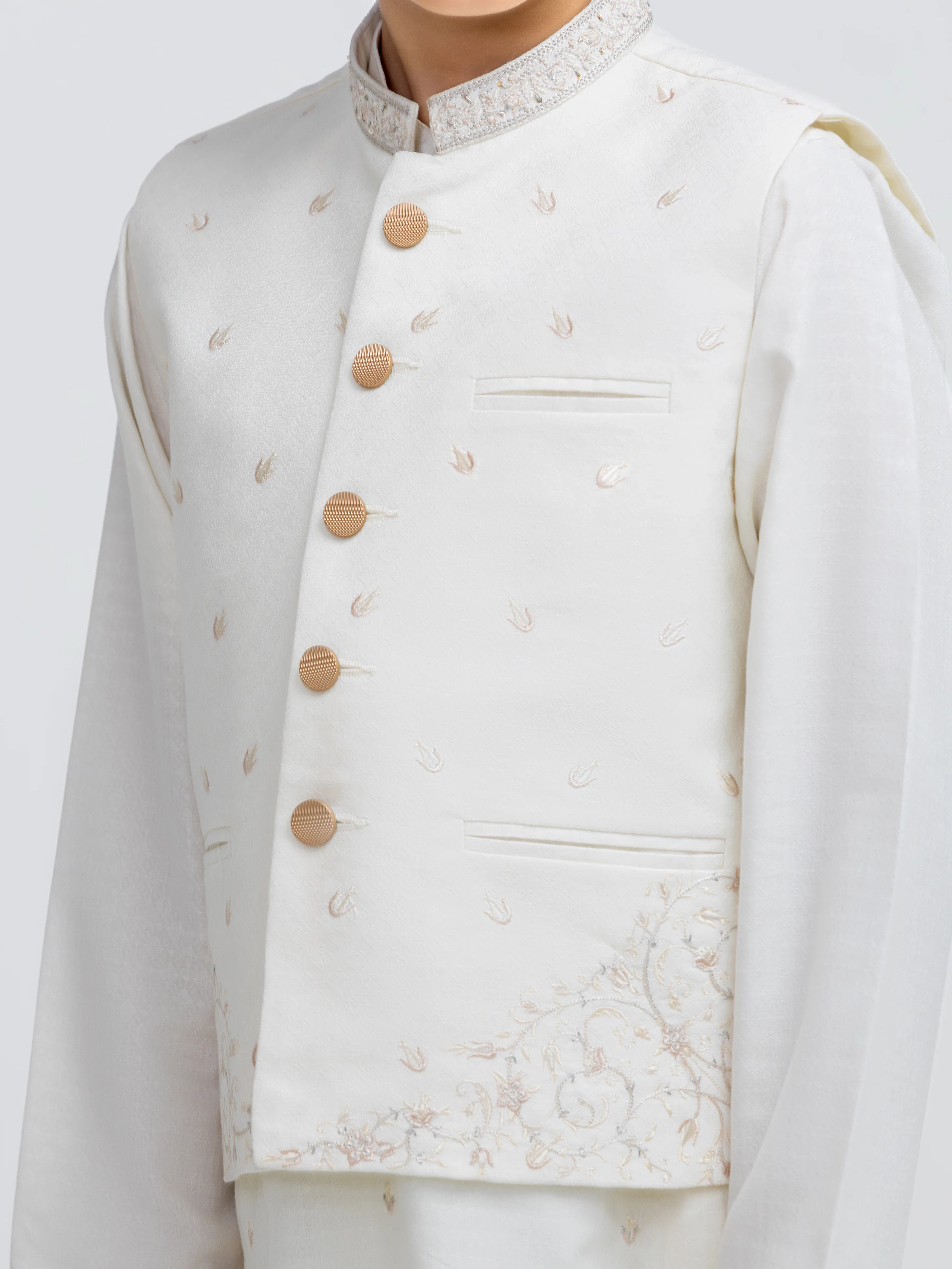 Boy's Cream Waist Coat Suit - EBTWCSC5-051 - Image 3