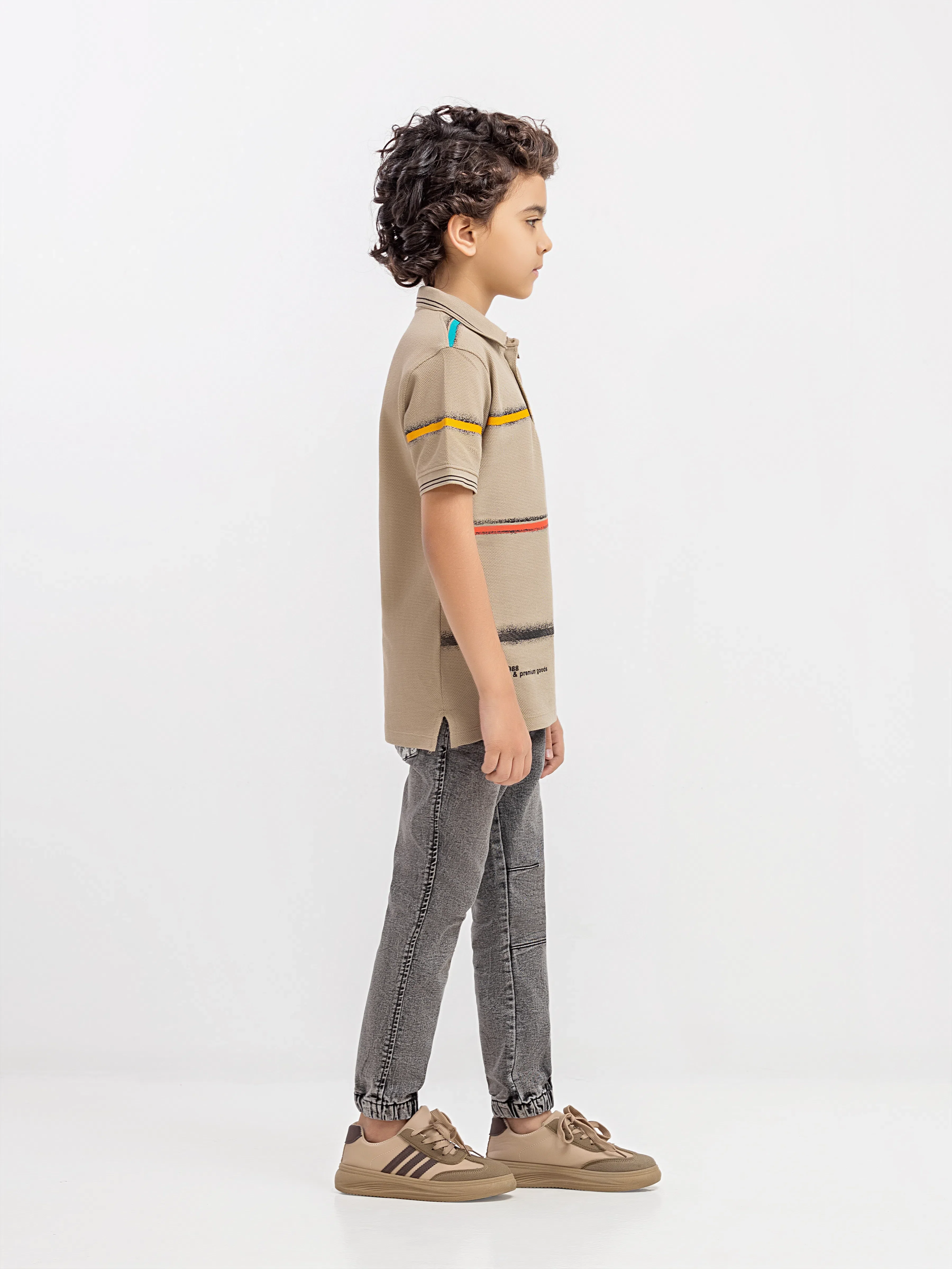 Boy's Dark Beige Polo Shirt - EBTPS6-037 - Image 5