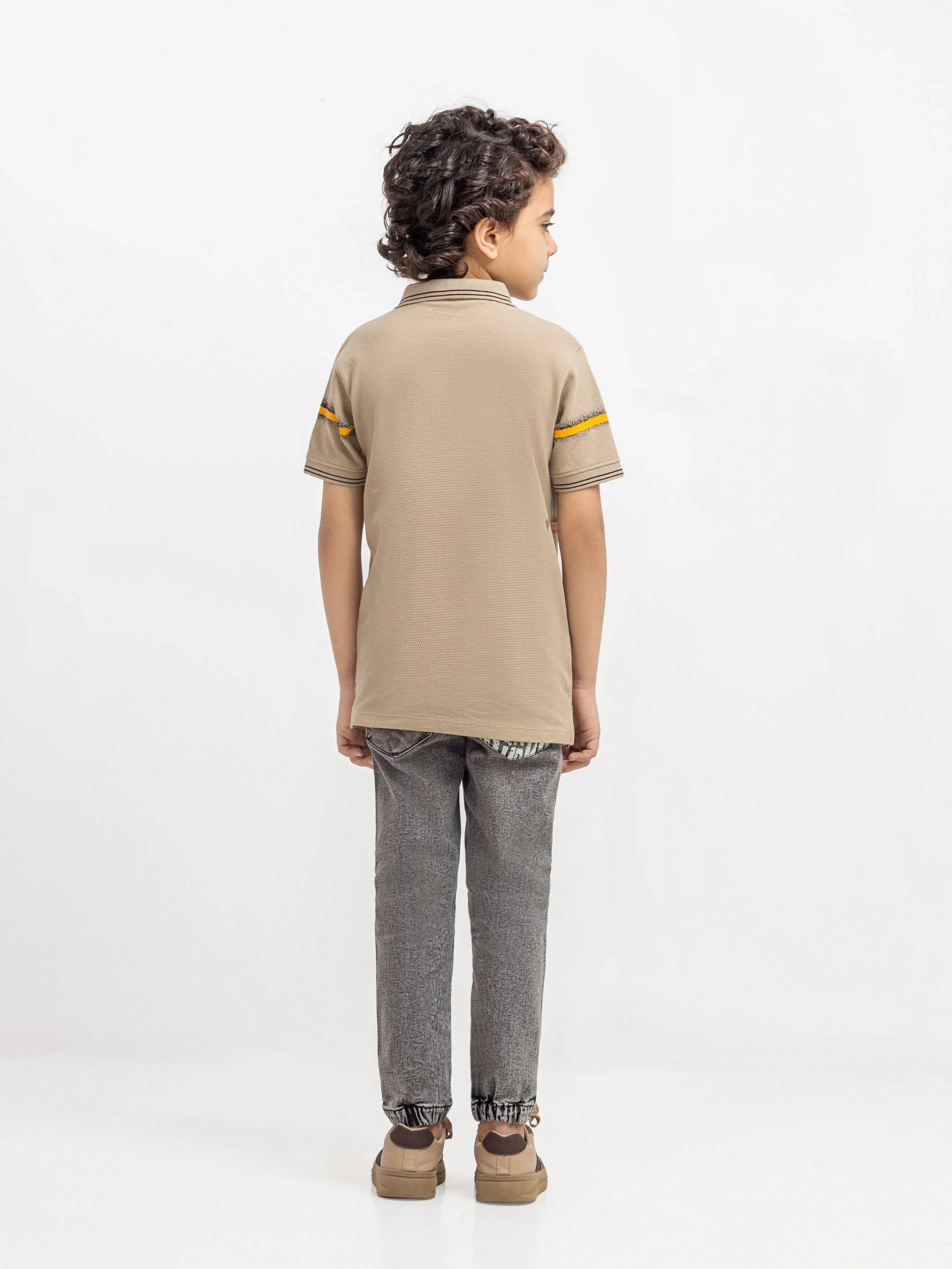 Boy's Dark Beige Polo Shirt - EBTPS6-037 - Image 6