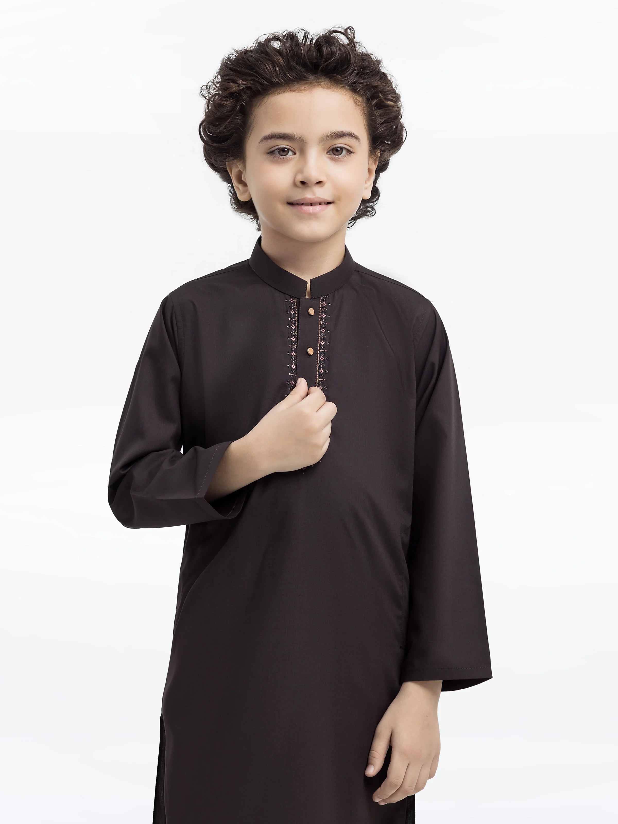 Boy's Dark Brown Kurta Pajama - EBTKP24-008 - Image 2