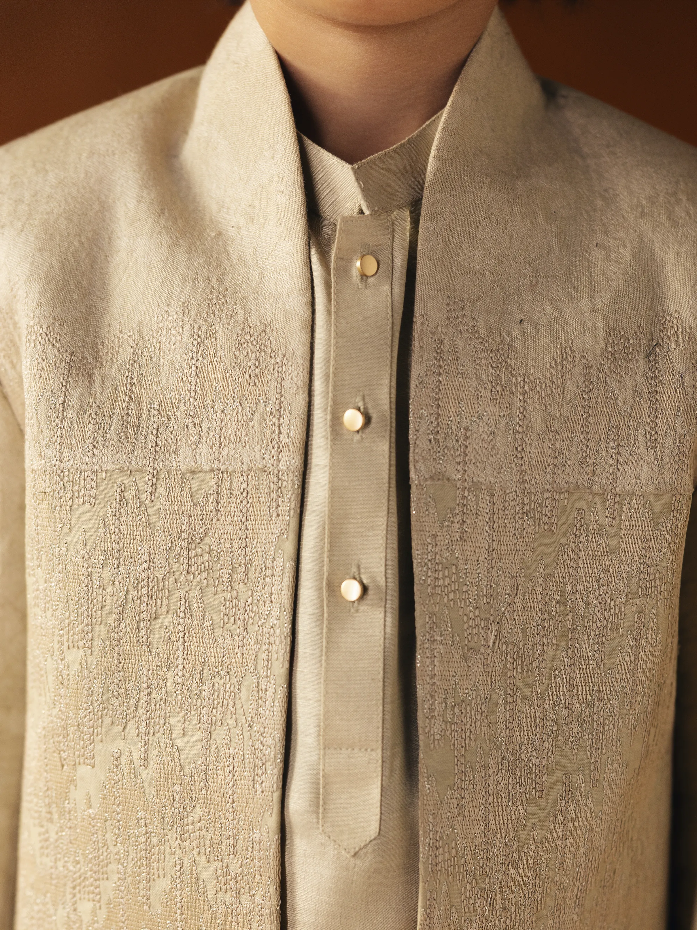 Boy's Dark Cream Sherwani - EBTCSS5-004 - Image 3
