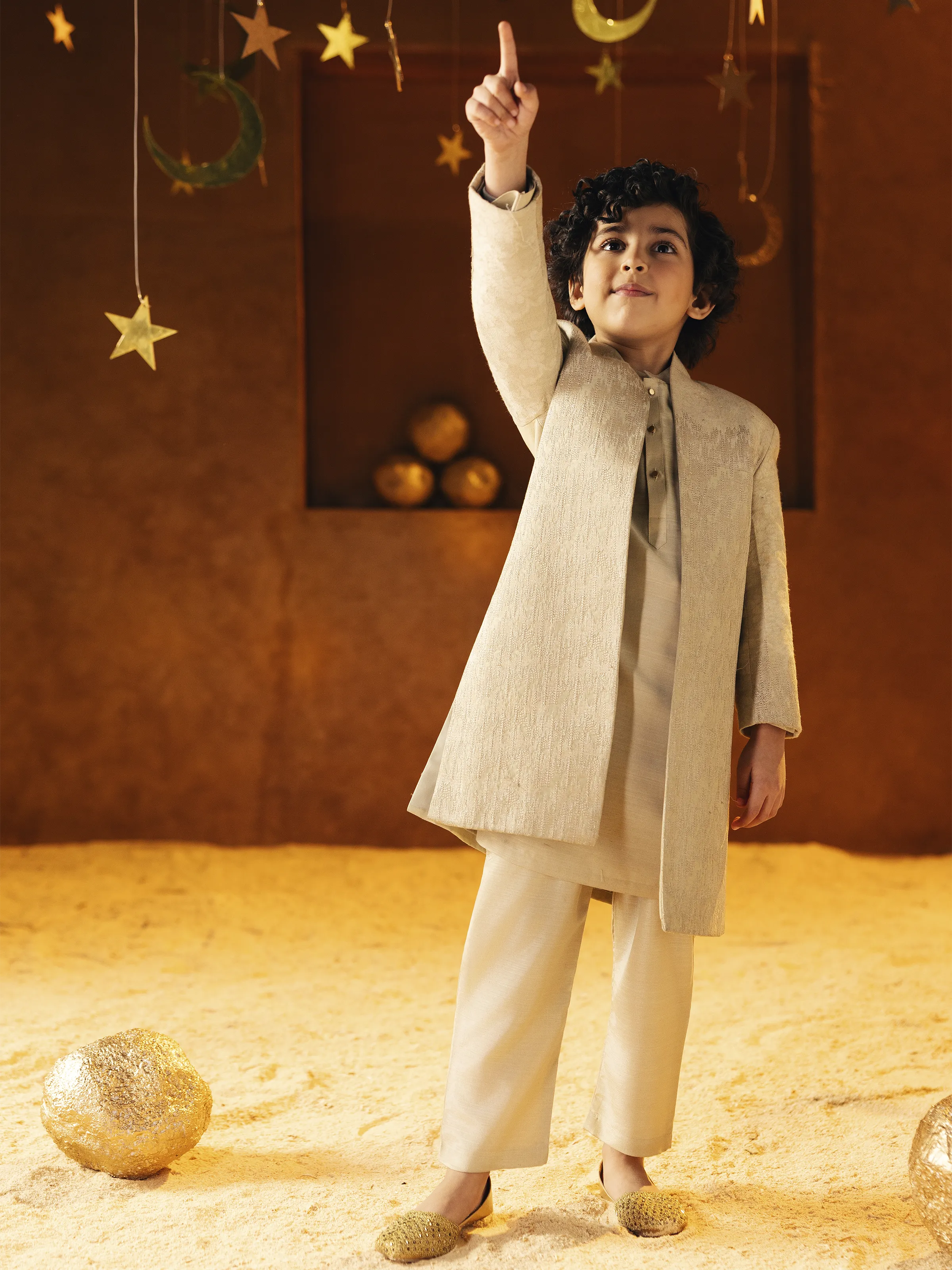 Boy's Dark Cream Sherwani - EBTCSS5-004 - Image 5