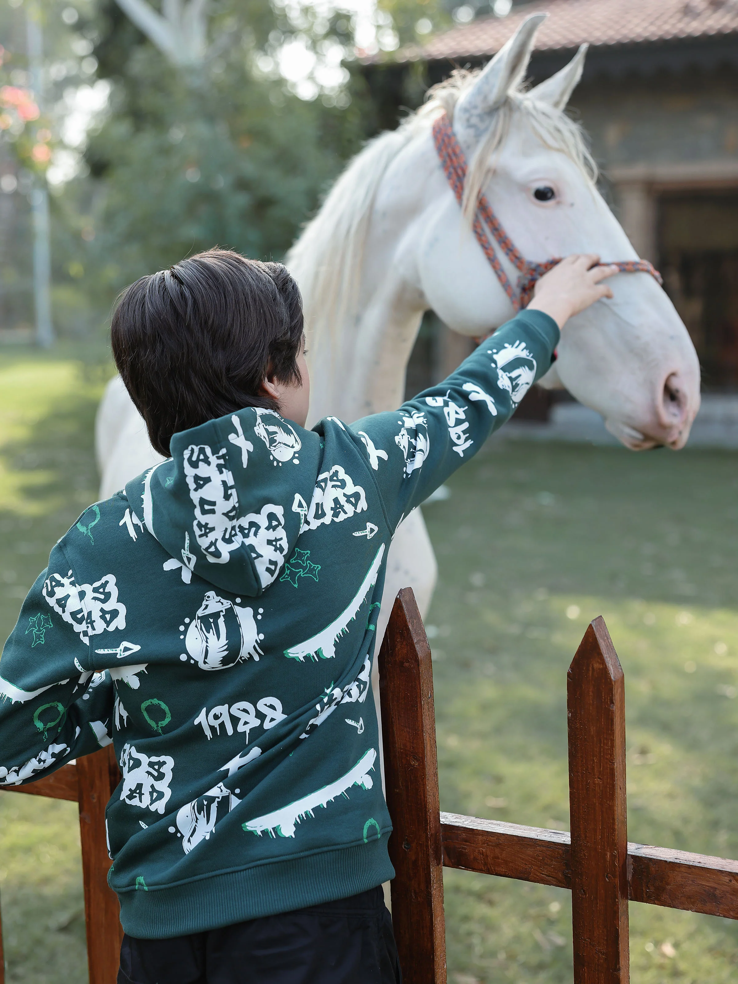 Boy's Dark Green Hoodie - EBTH5-018 - Image 5