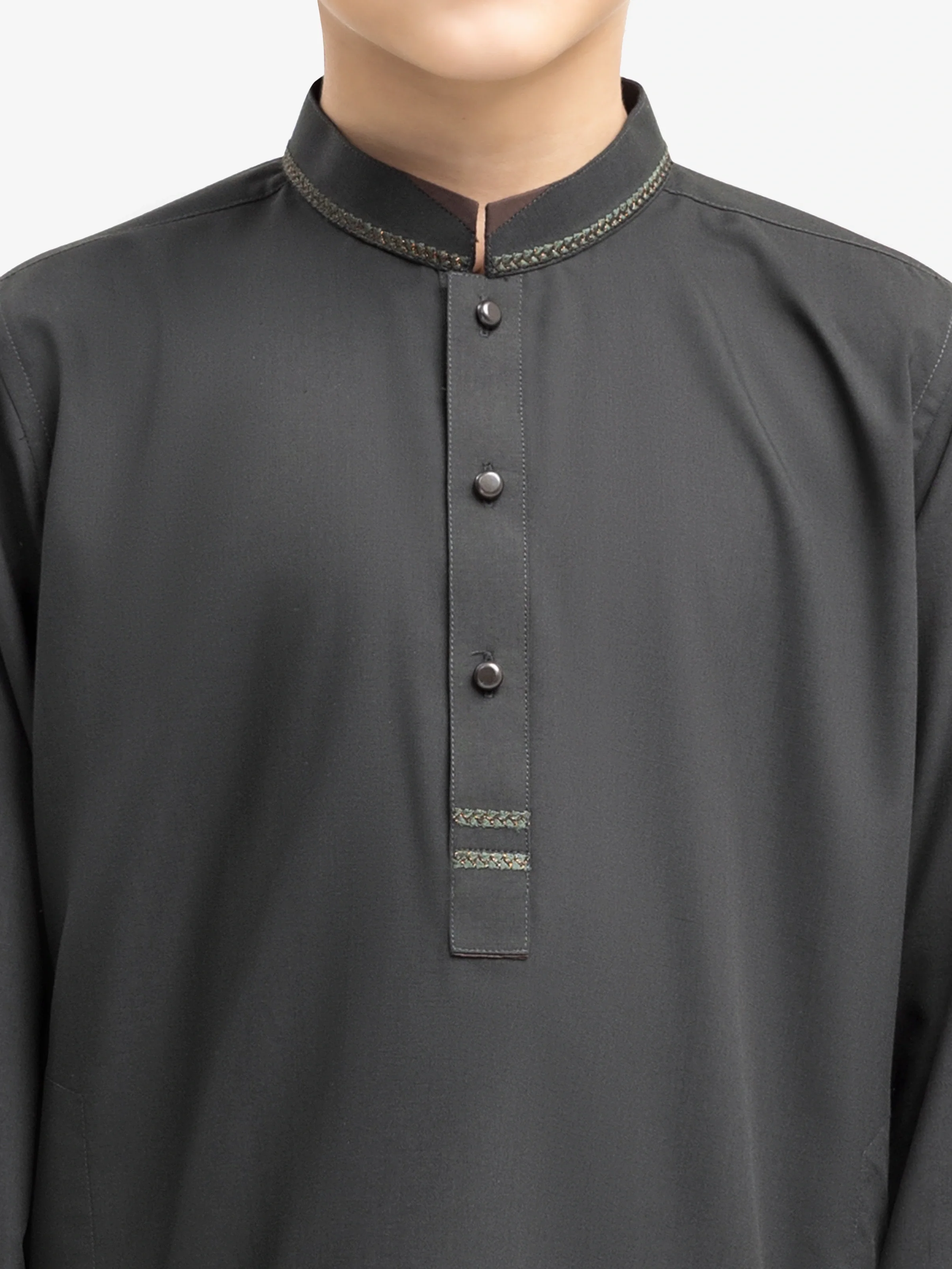 Boy's Dark Green Kurta Pajama - EBTKP5-018 - Image 3