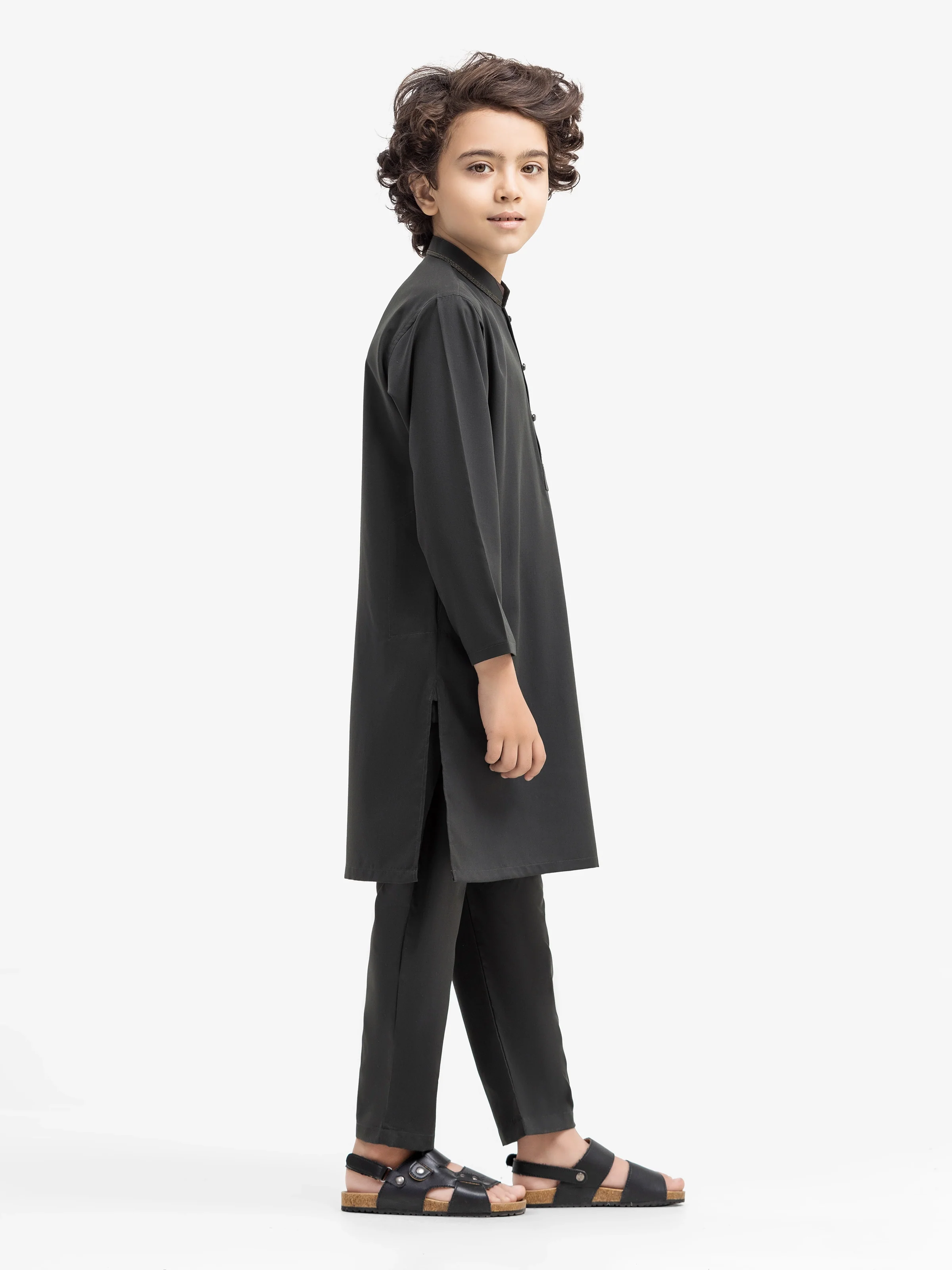 Boy's Dark Green Kurta Pajama - EBTKP5-018 - Image 4