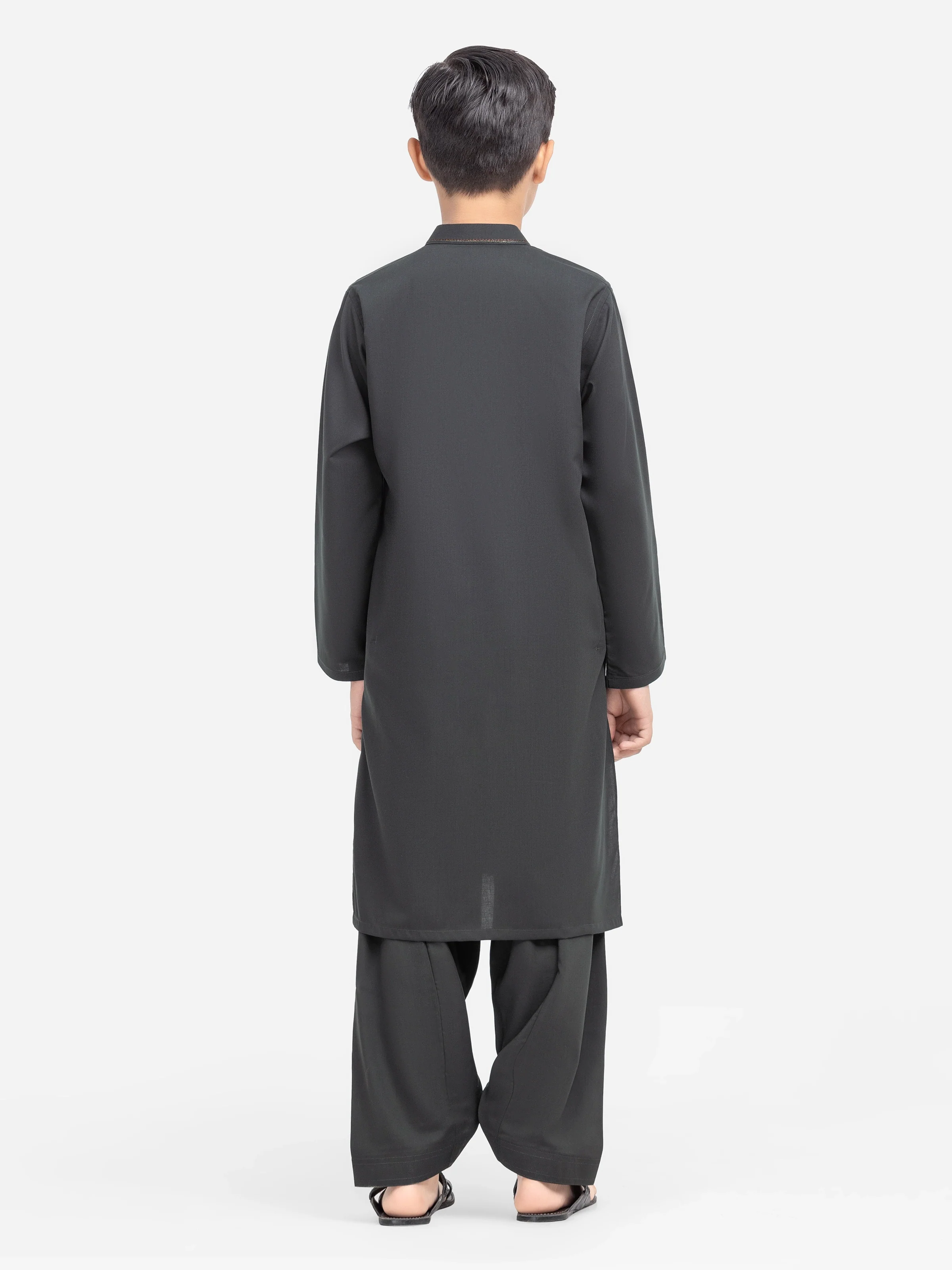 Boy's Dark Green Kurta Shalwar - EBTKS5-4009 - Image 5