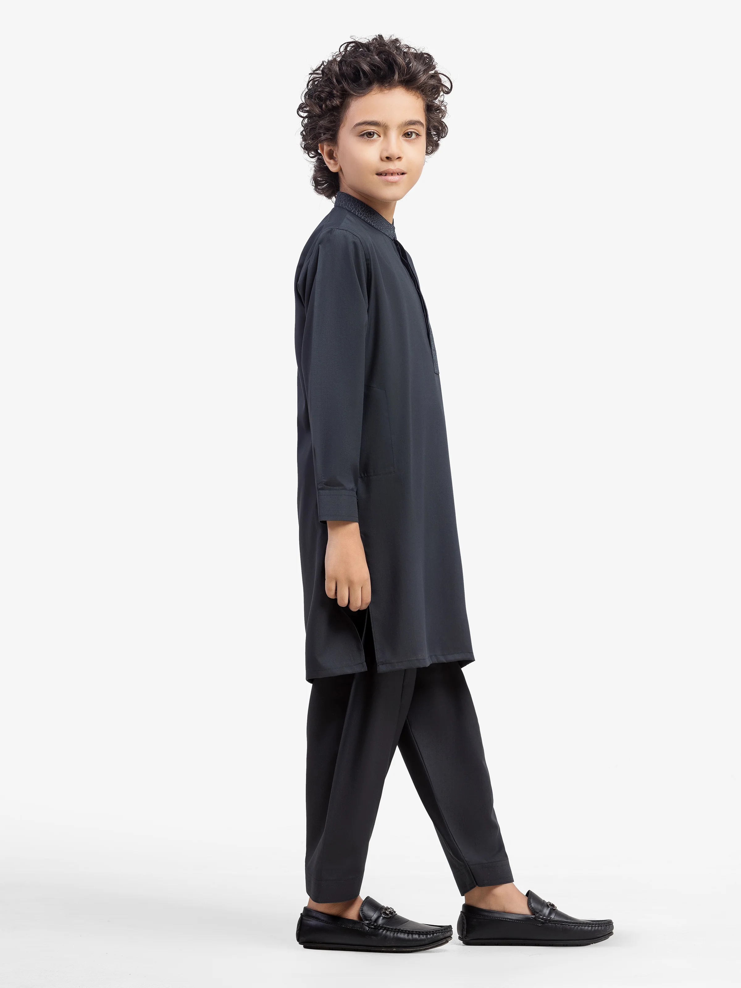 Boy's Dark Green Kurta Shalwar - EBTKS5-4050 - Image 4
