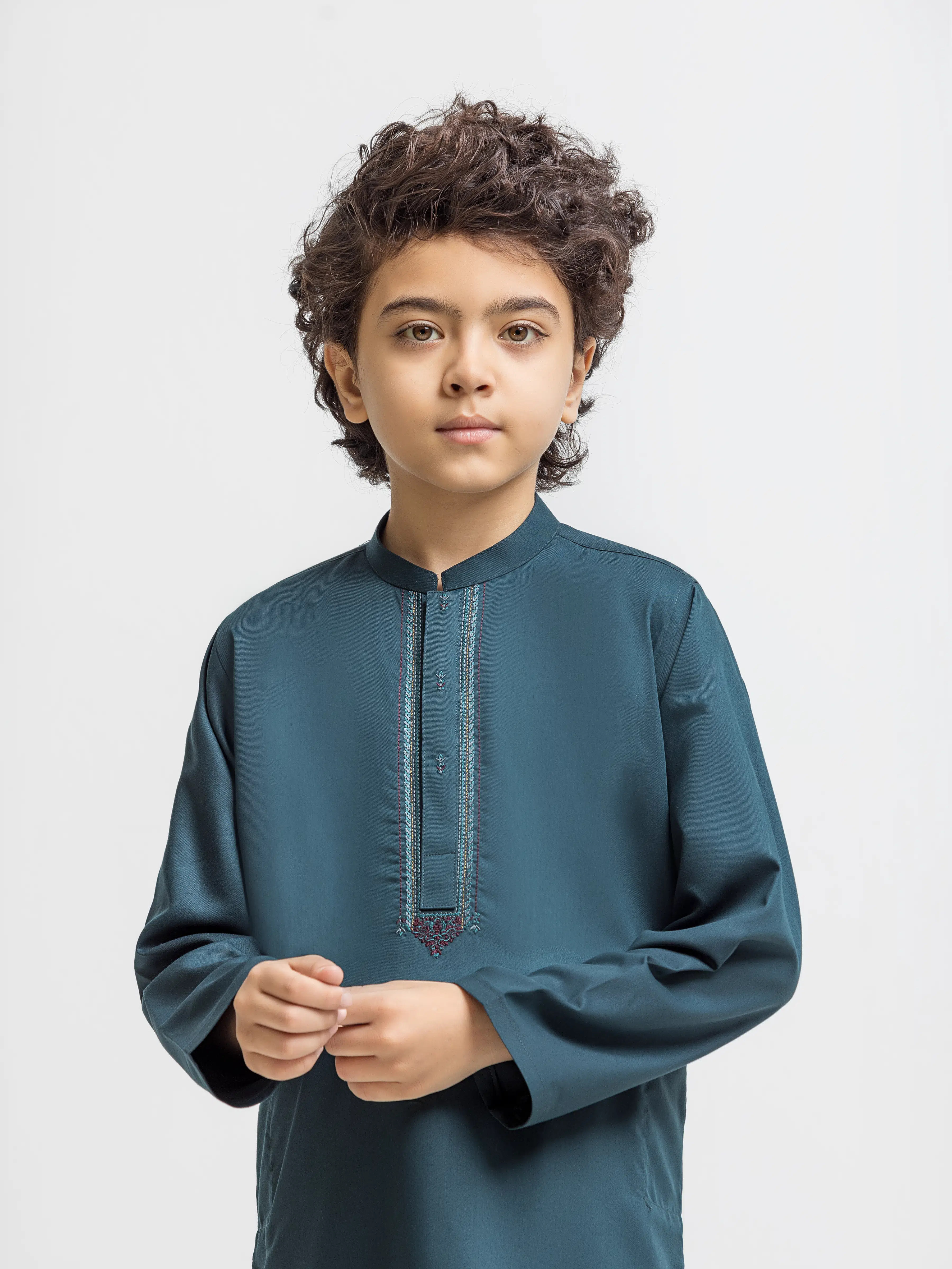 Boy's Dark Green Kurta Shalwar - EBTKS5-4062 - Image 2