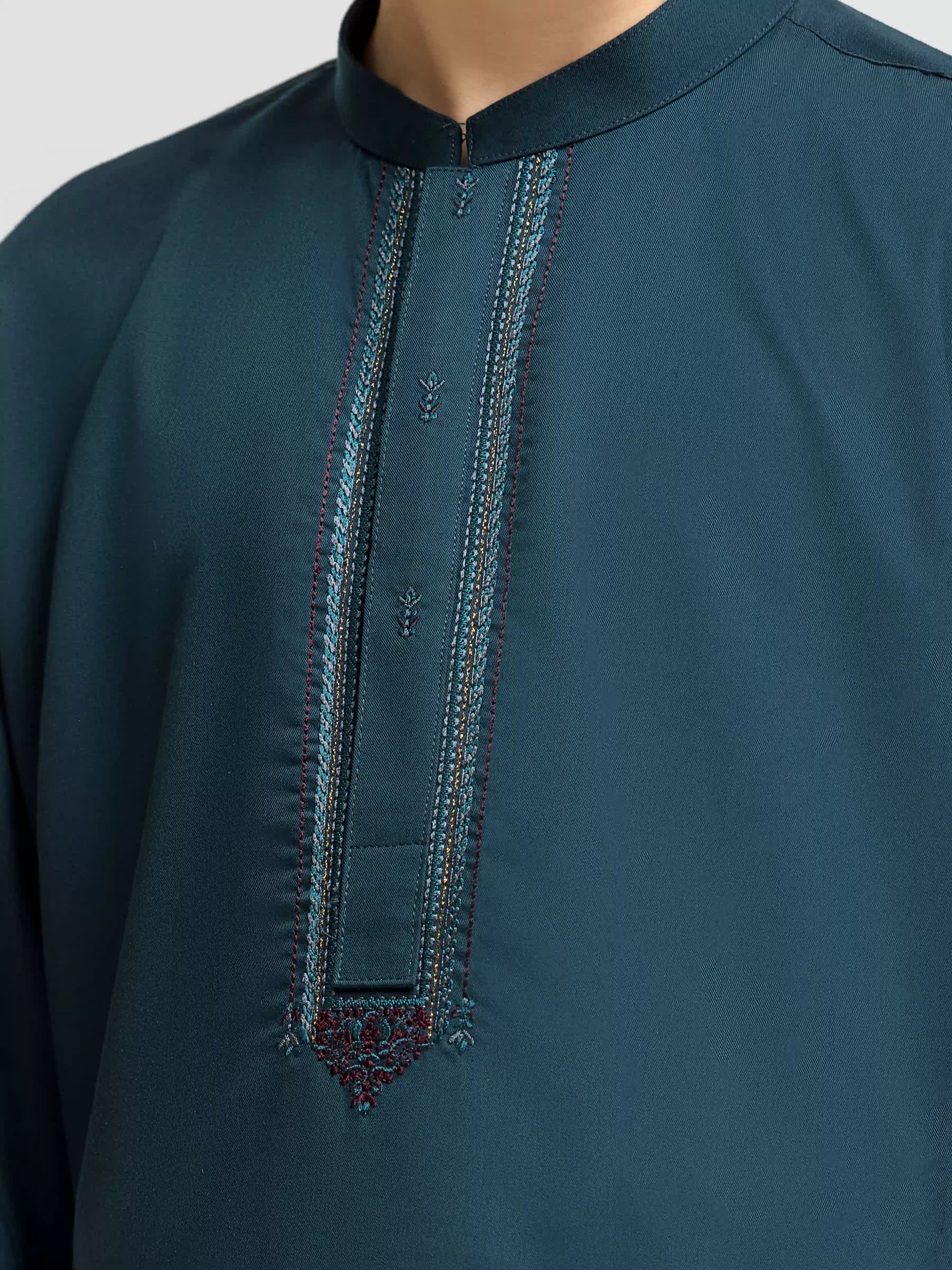 Boy's Dark Green Kurta Shalwar - EBTKS5-4062 - Image 3