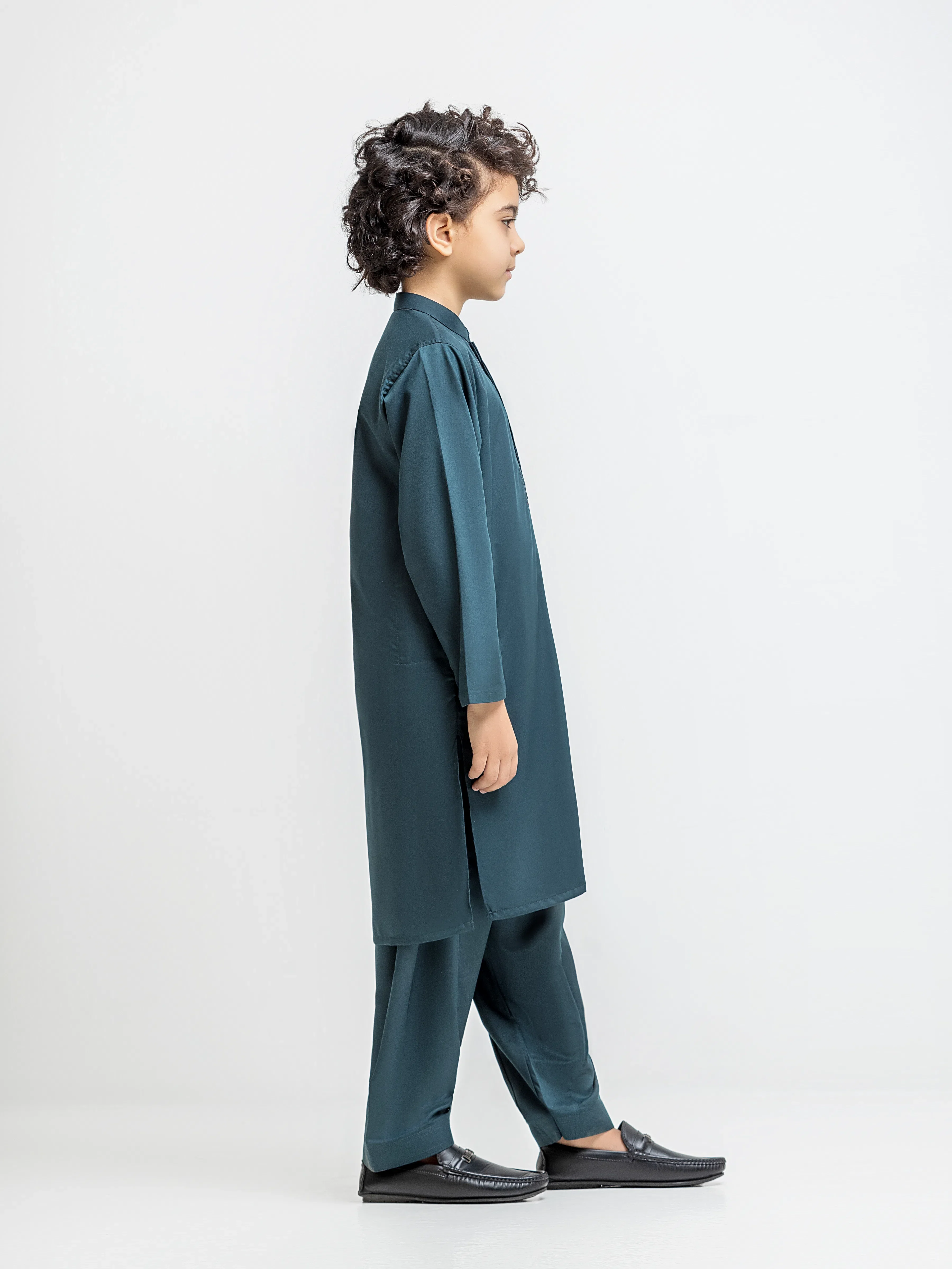 Boy's Dark Green Kurta Shalwar - EBTKS5-4062 - Image 4