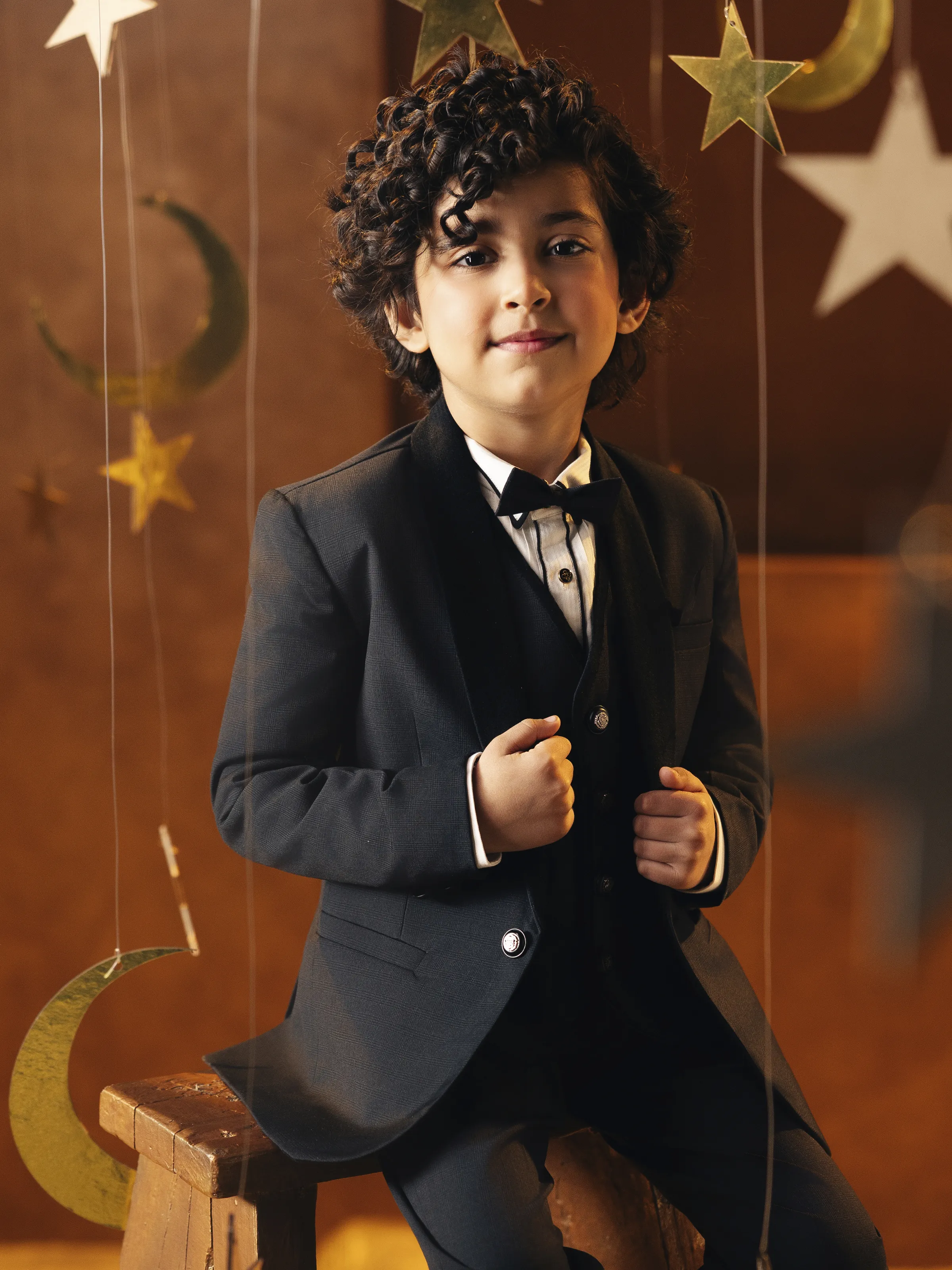 Boy's Dark Grey Shawl Collar Tuxedo Suit - EBTCPC5-4508 - Image 3