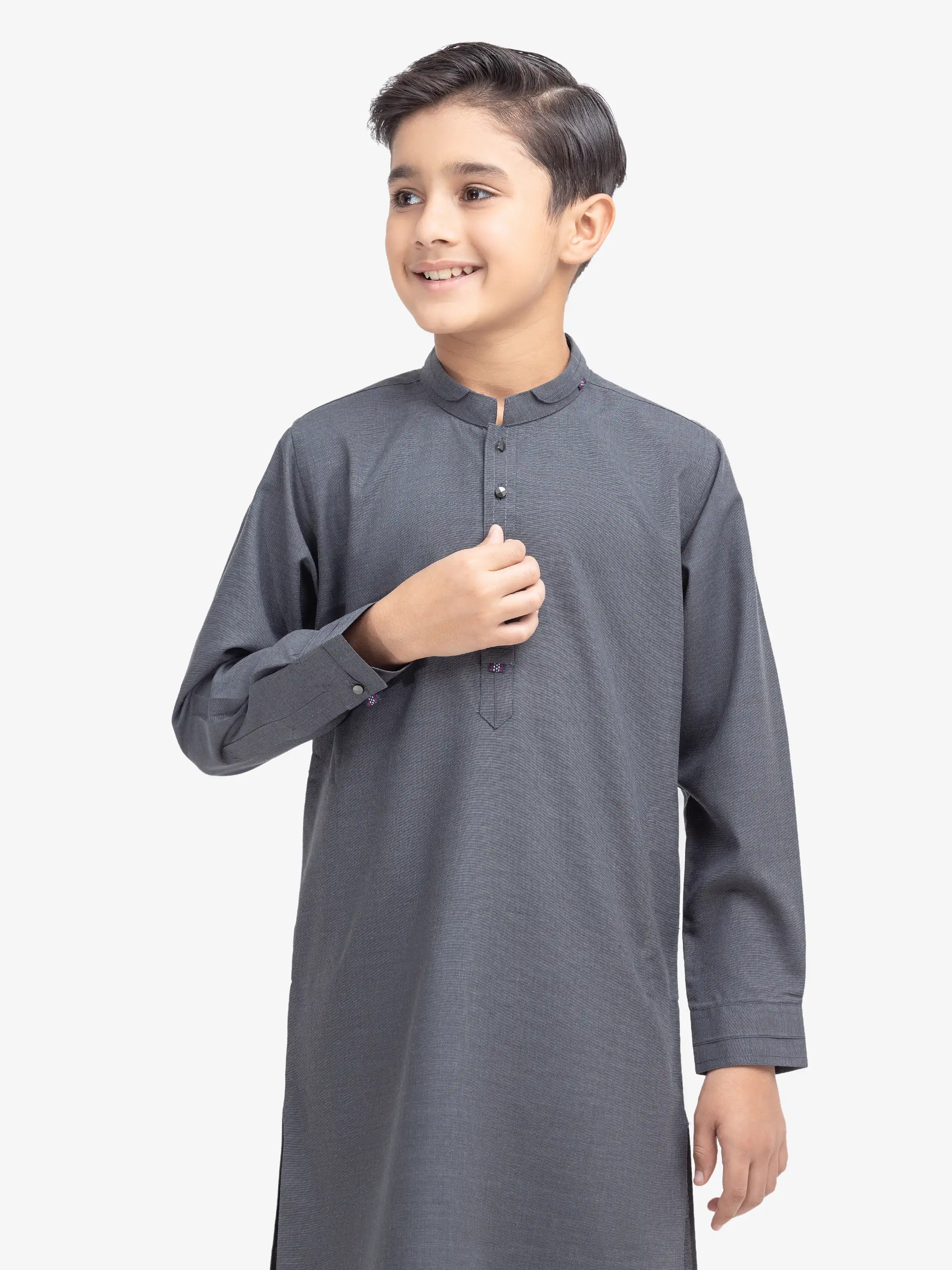 Boy's Dark Grey Kurta Pajama - EBTKP5-016 - Image 2