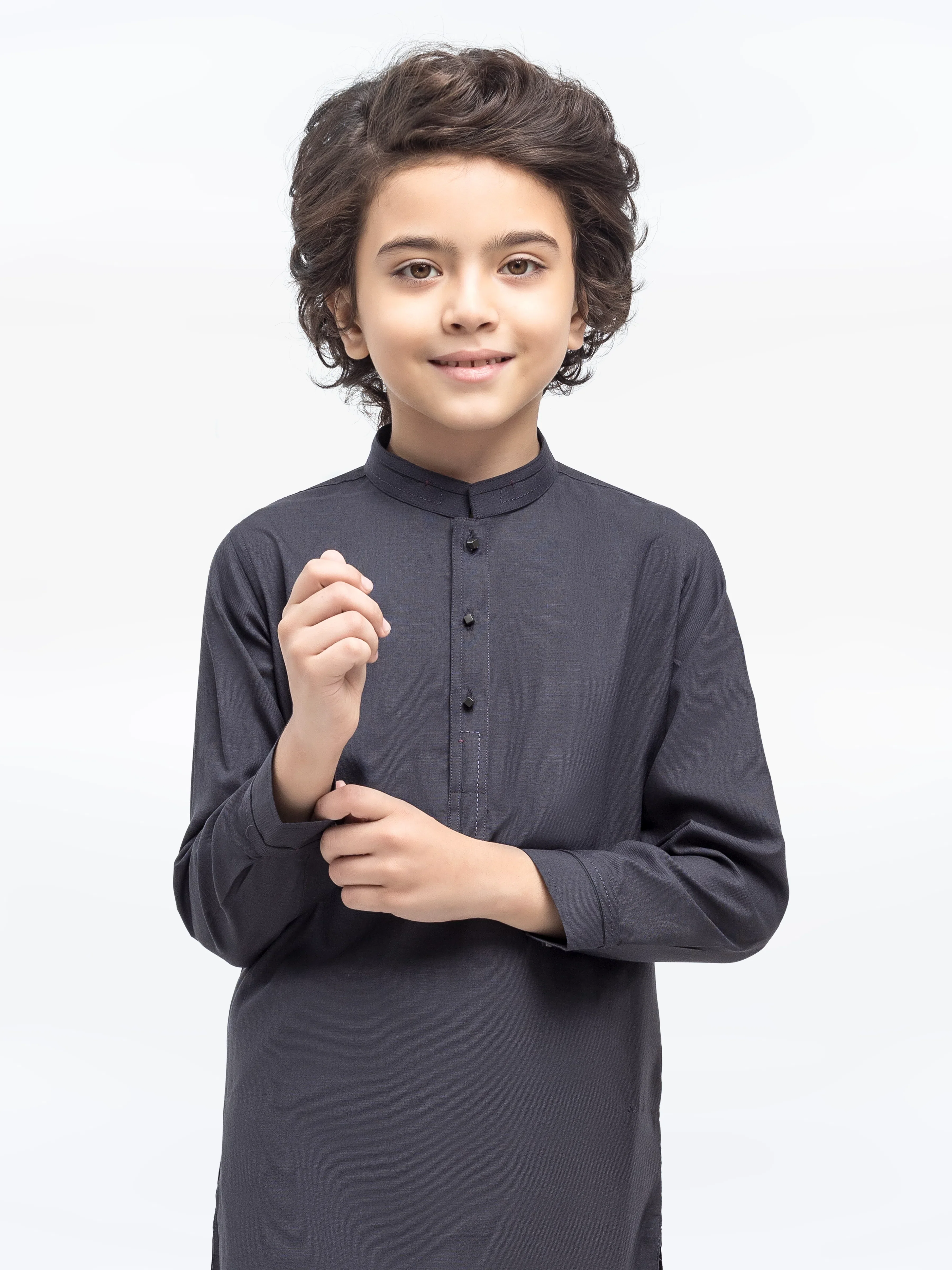 Boy's Dark Grey Kurta Shalwar - EBTKS5-4017 - Image 2