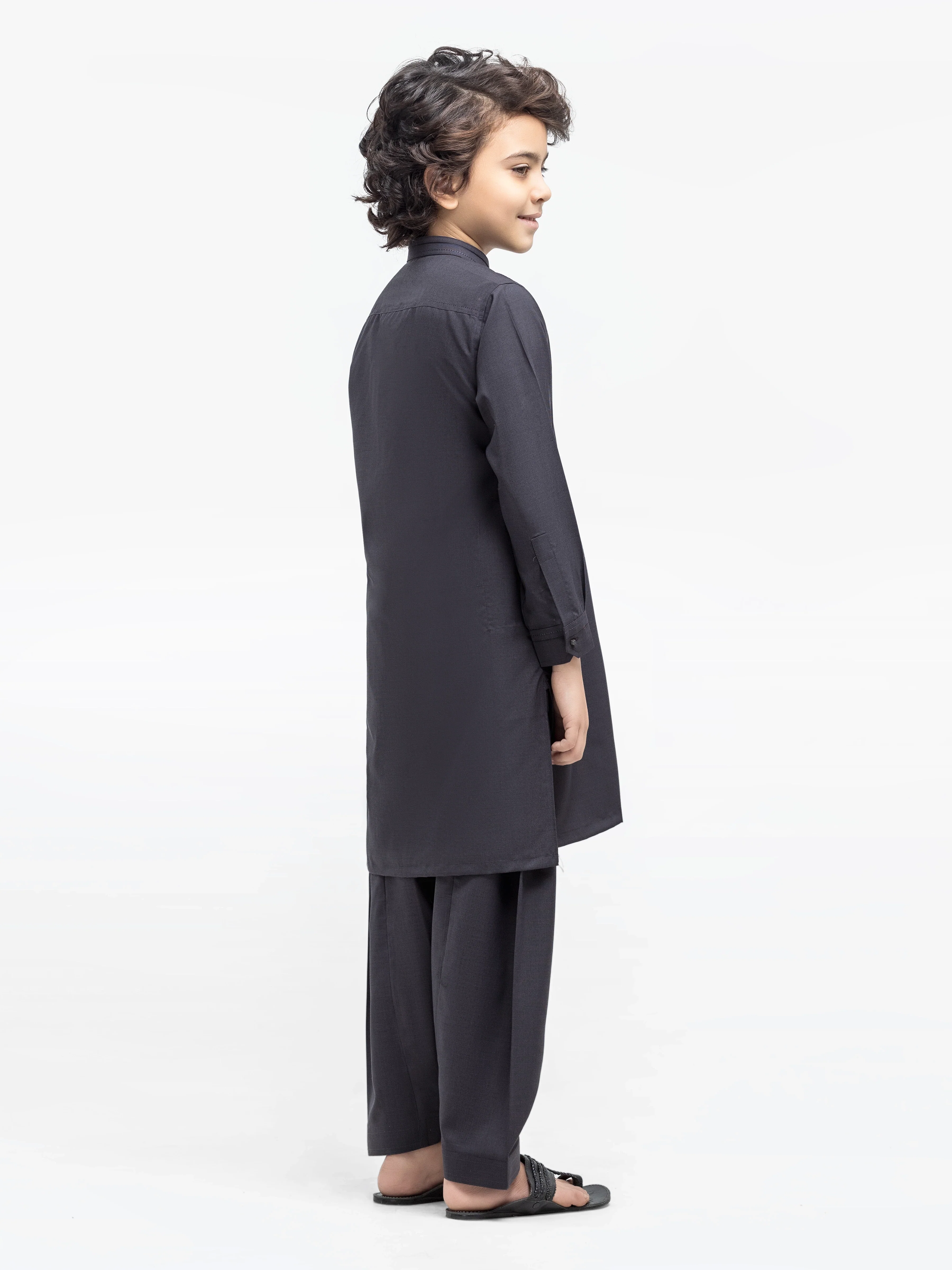 Boy's Dark Grey Kurta Shalwar - EBTKS5-4017 - Image 5