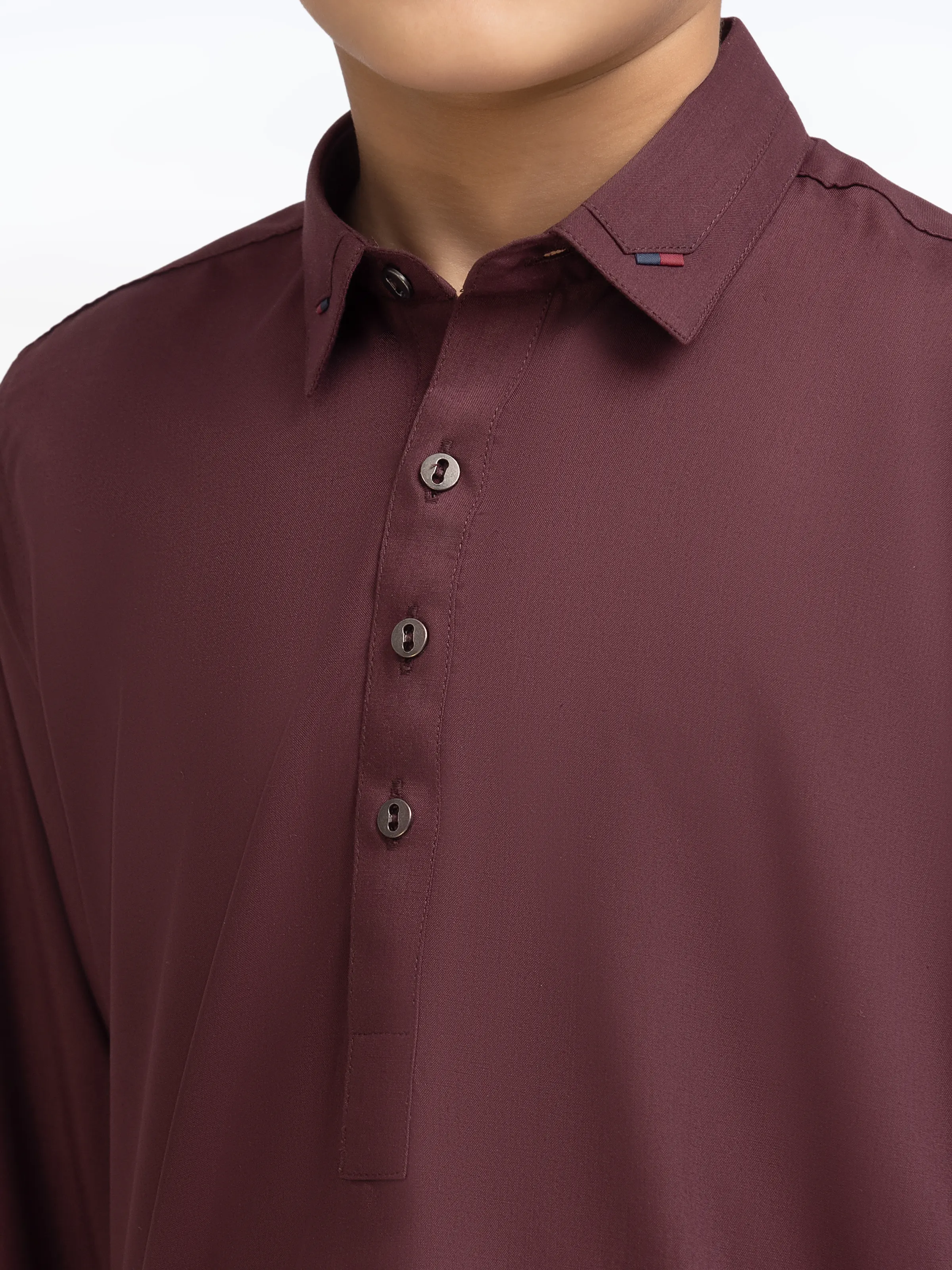 Boy's Dark Maroon Kurta Shalwar - EBTKS5-4041 - Image 3