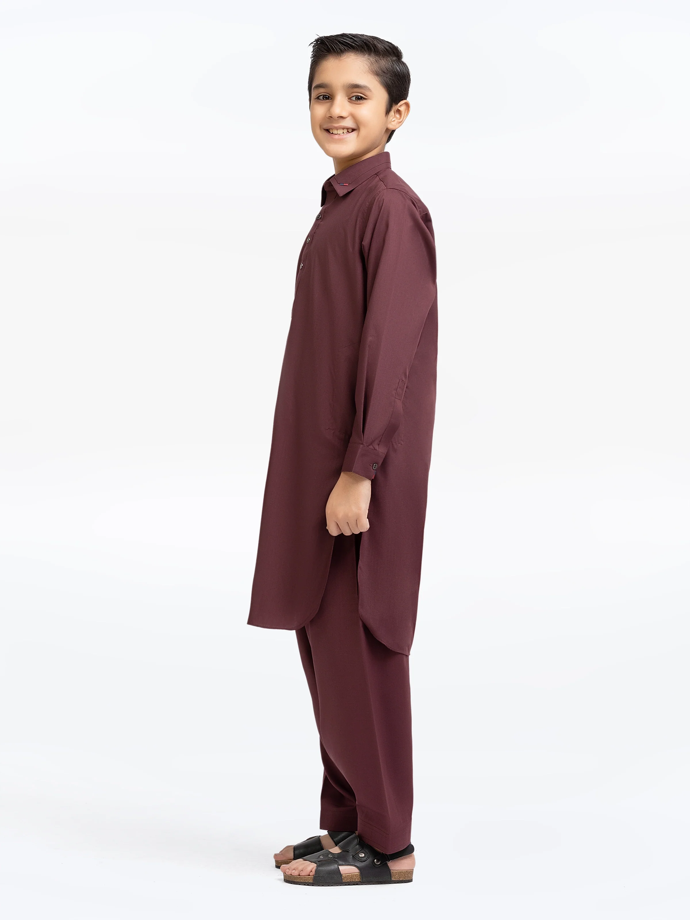 Boy's Dark Maroon Kurta Shalwar - EBTKS5-4041 - Image 4
