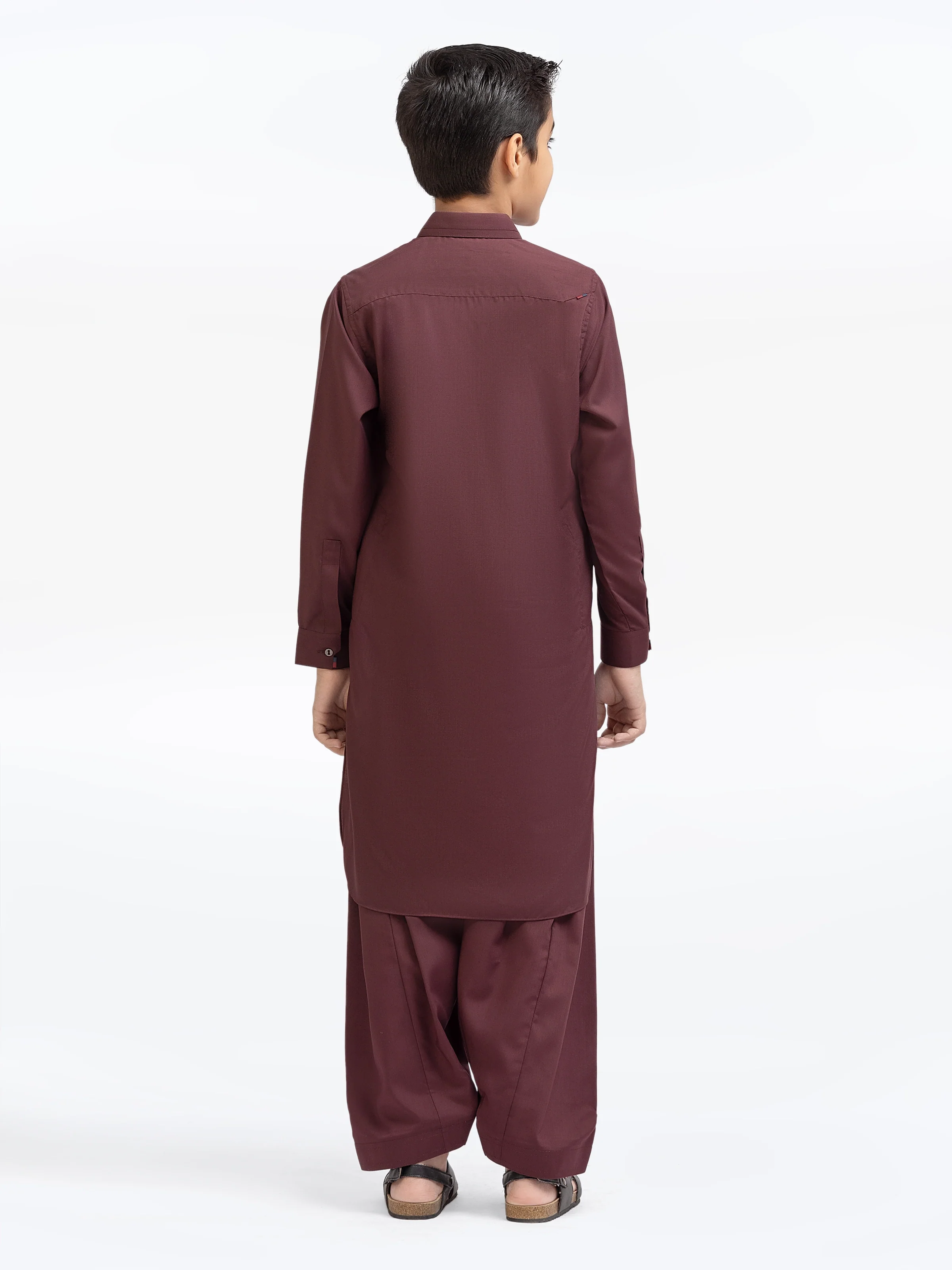 Boy's Dark Maroon Kurta Shalwar - EBTKS5-4041 - Image 5
