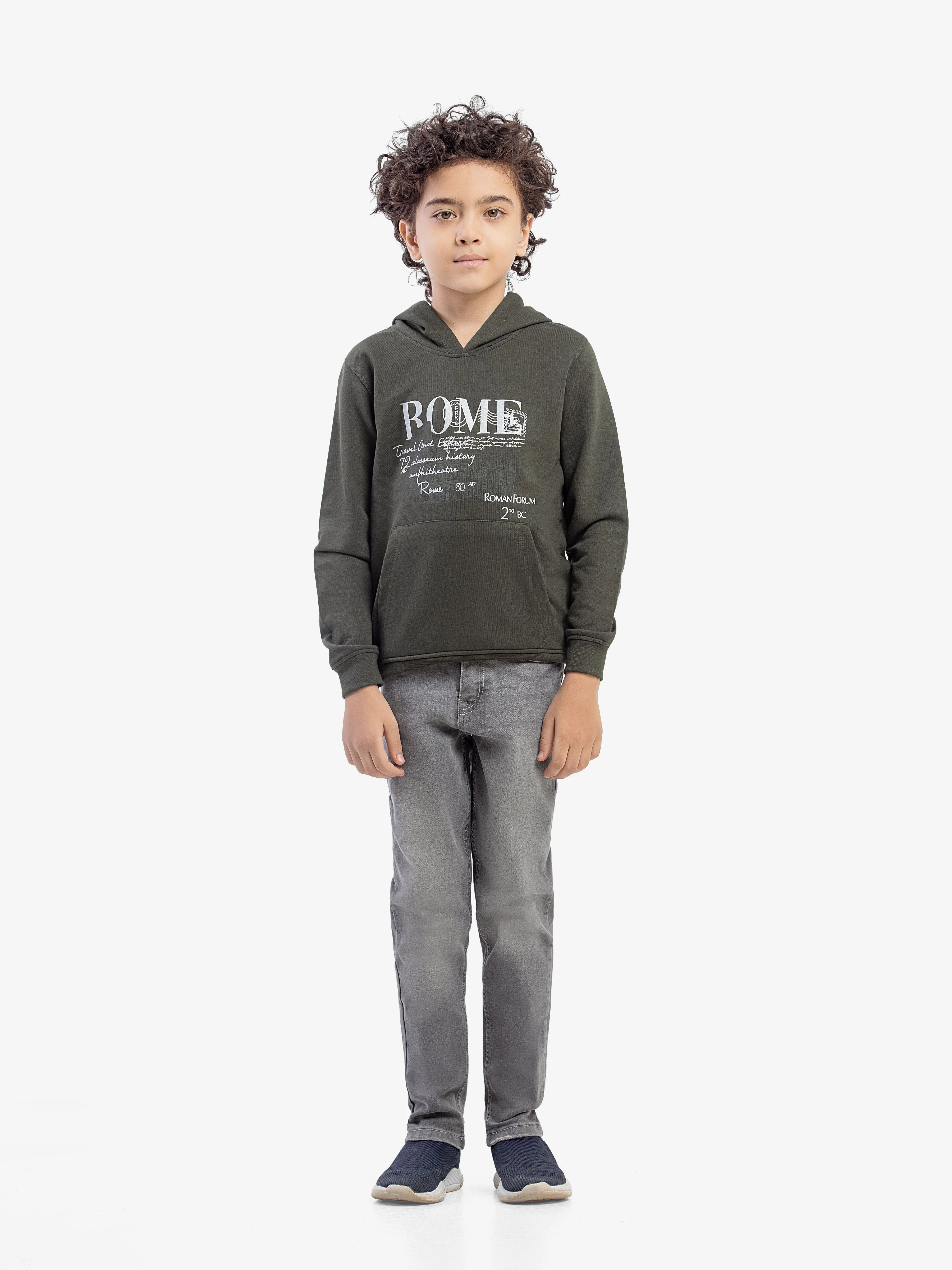 Boy's Dark Olive Hoodie - EBTH5-002 - Image 2