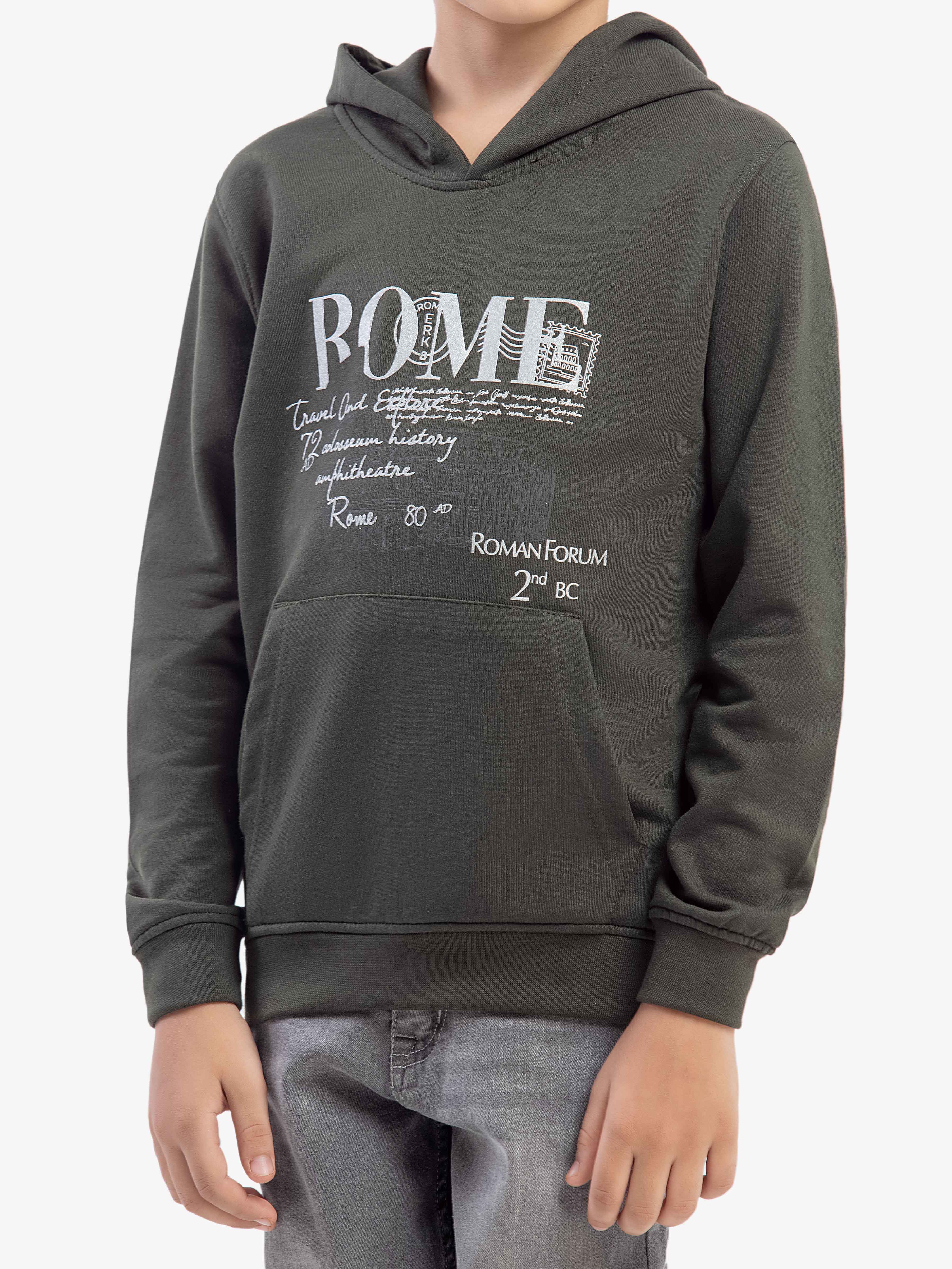 Boy's Dark Olive Hoodie - EBTH5-002 - Image 3