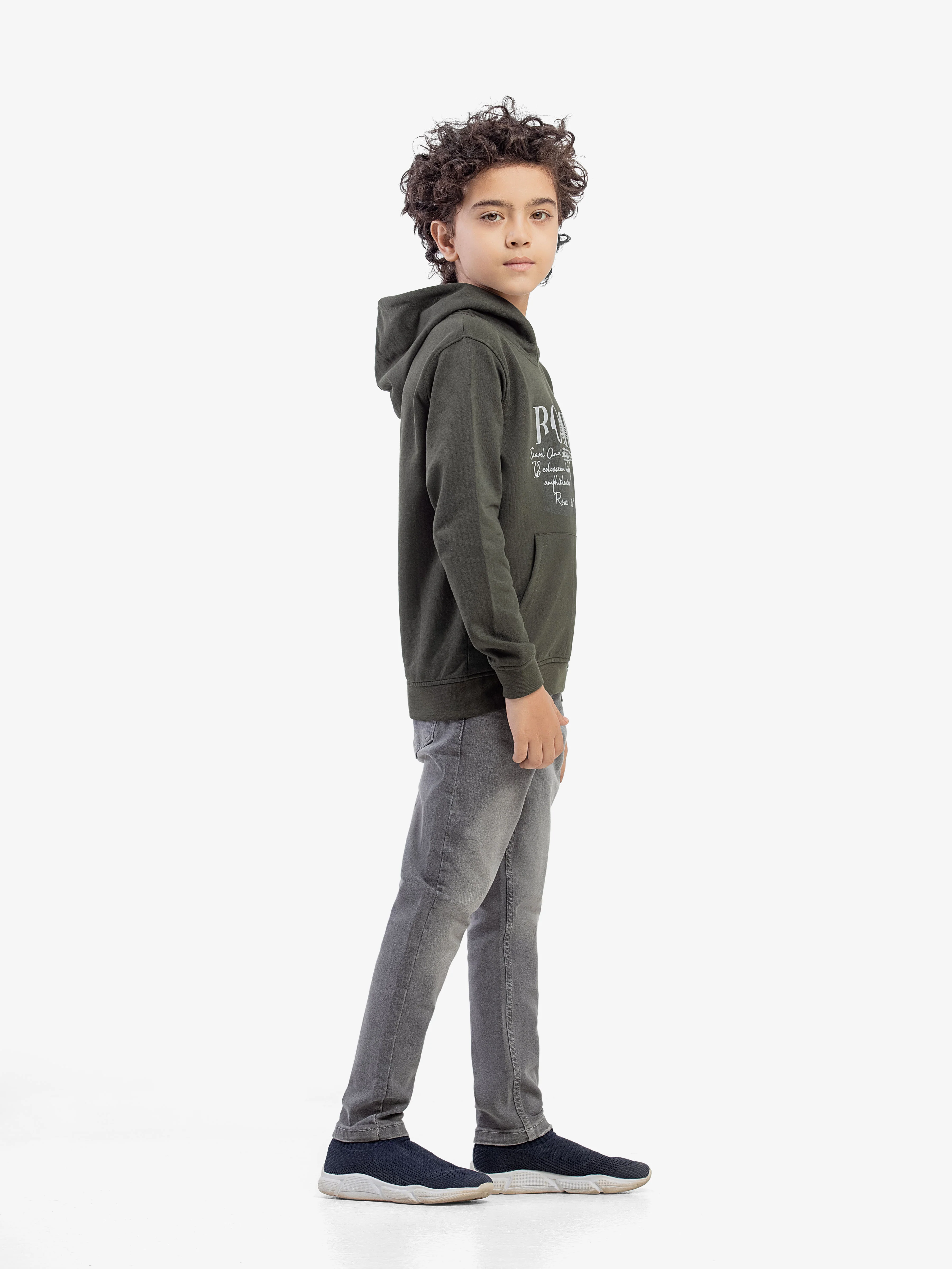 Boy's Dark Olive Hoodie - EBTH5-002 - Image 4