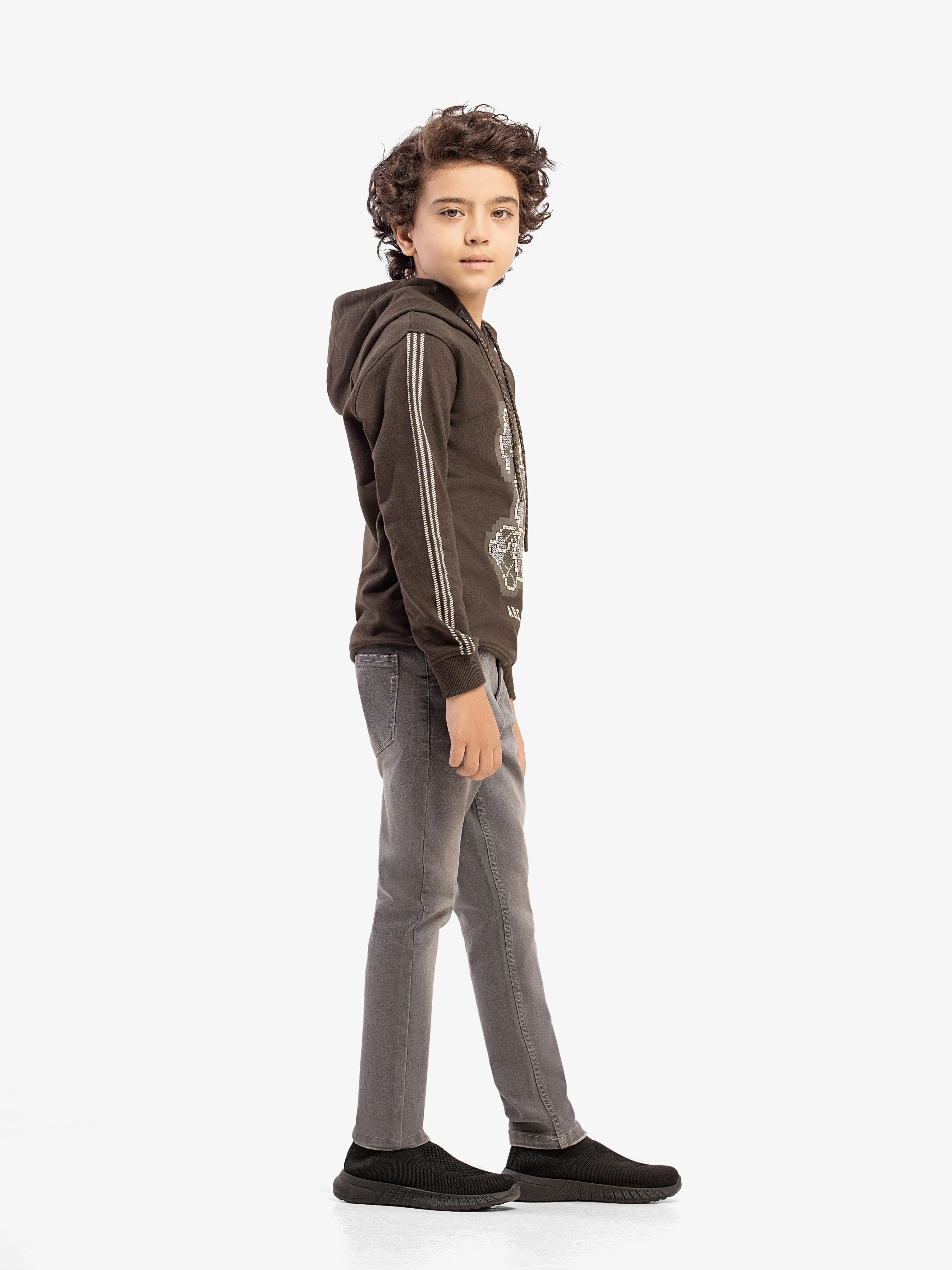 Boy's Dark Olive Hoodie - EBTH5-008 - Image 5