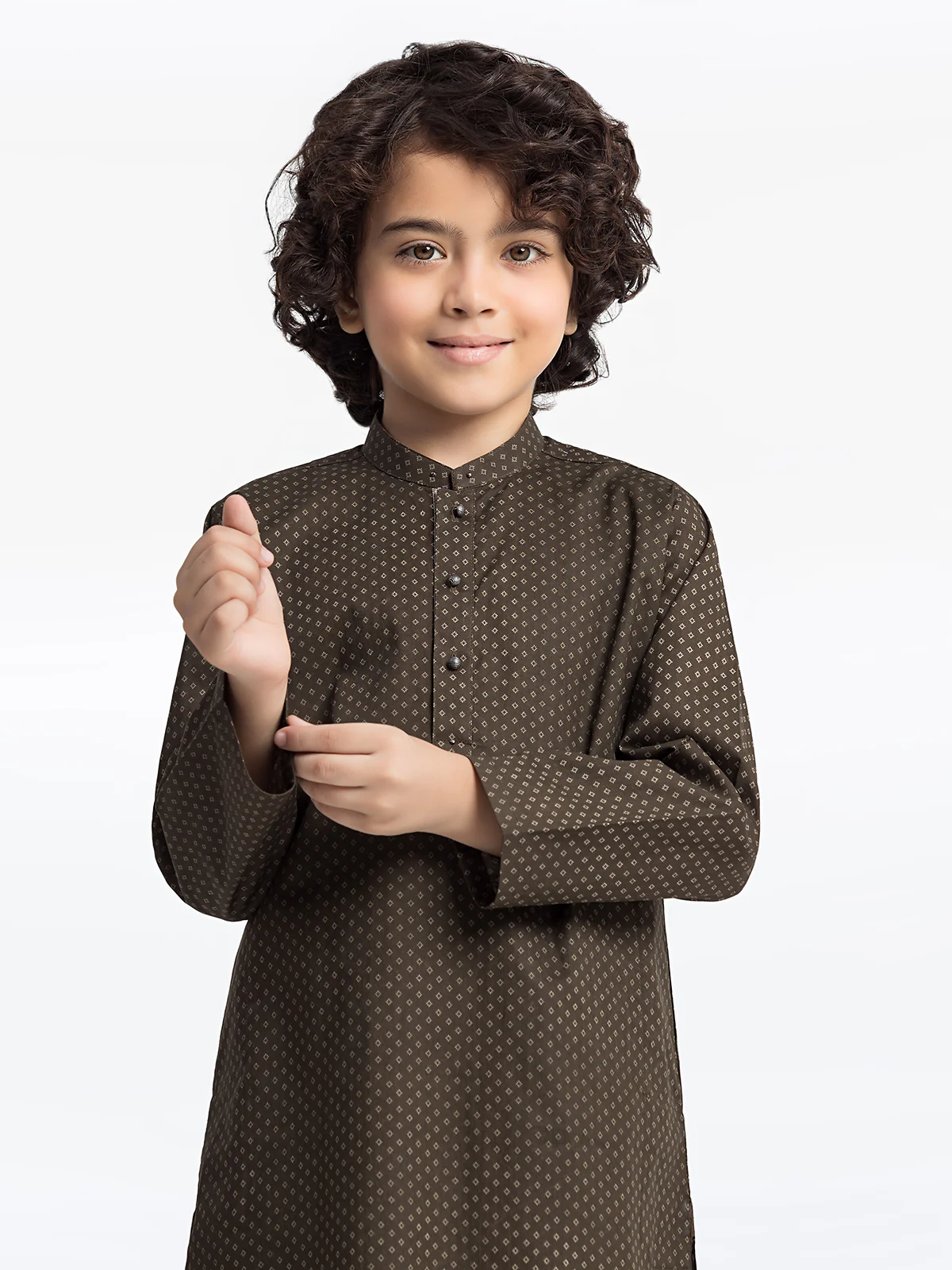 Boy's Dark Olive Kurta - EBTK24S-3976 - Image 2