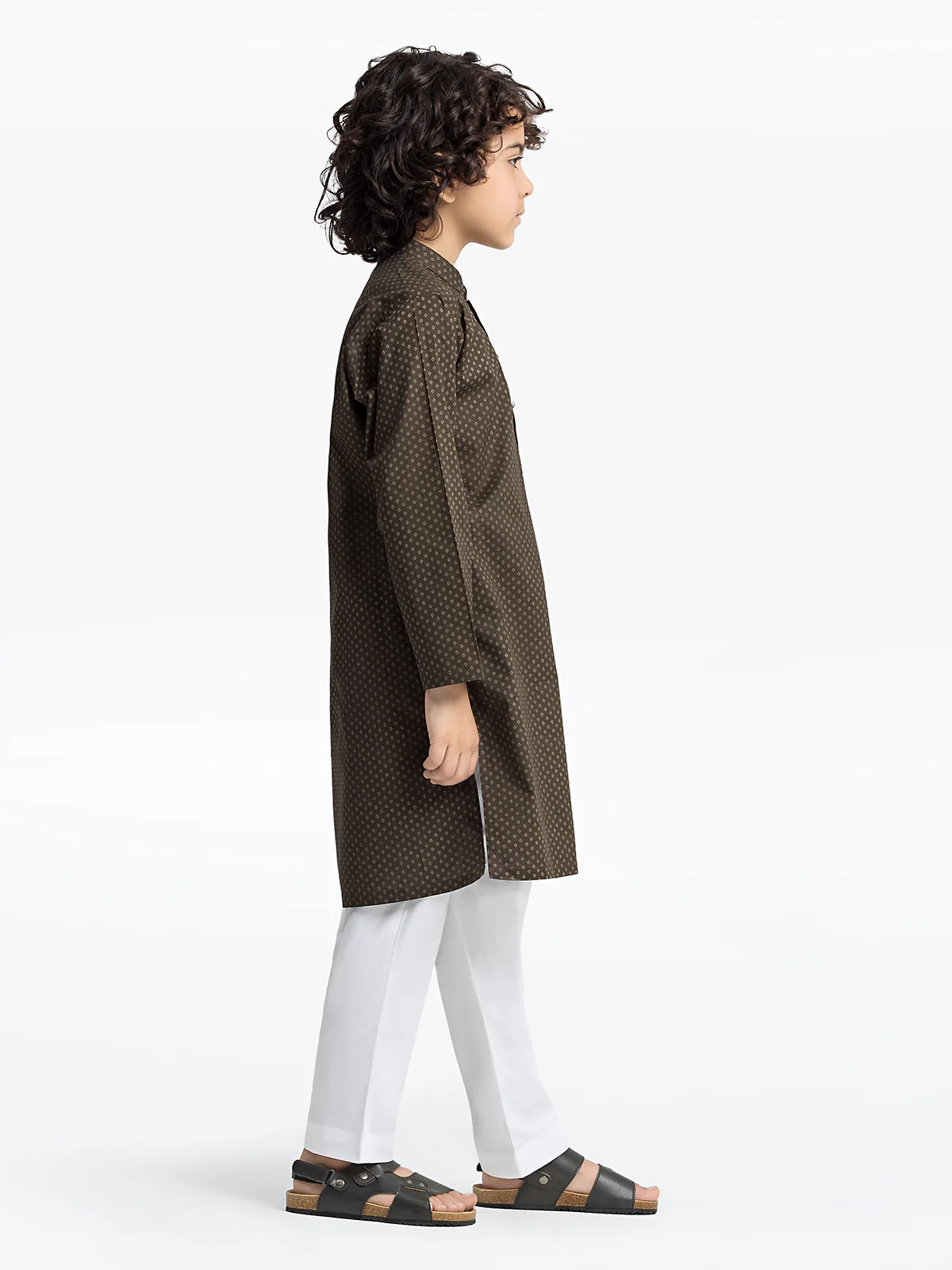 Boy's Dark Olive Kurta - EBTK24S-3976 - Image 4