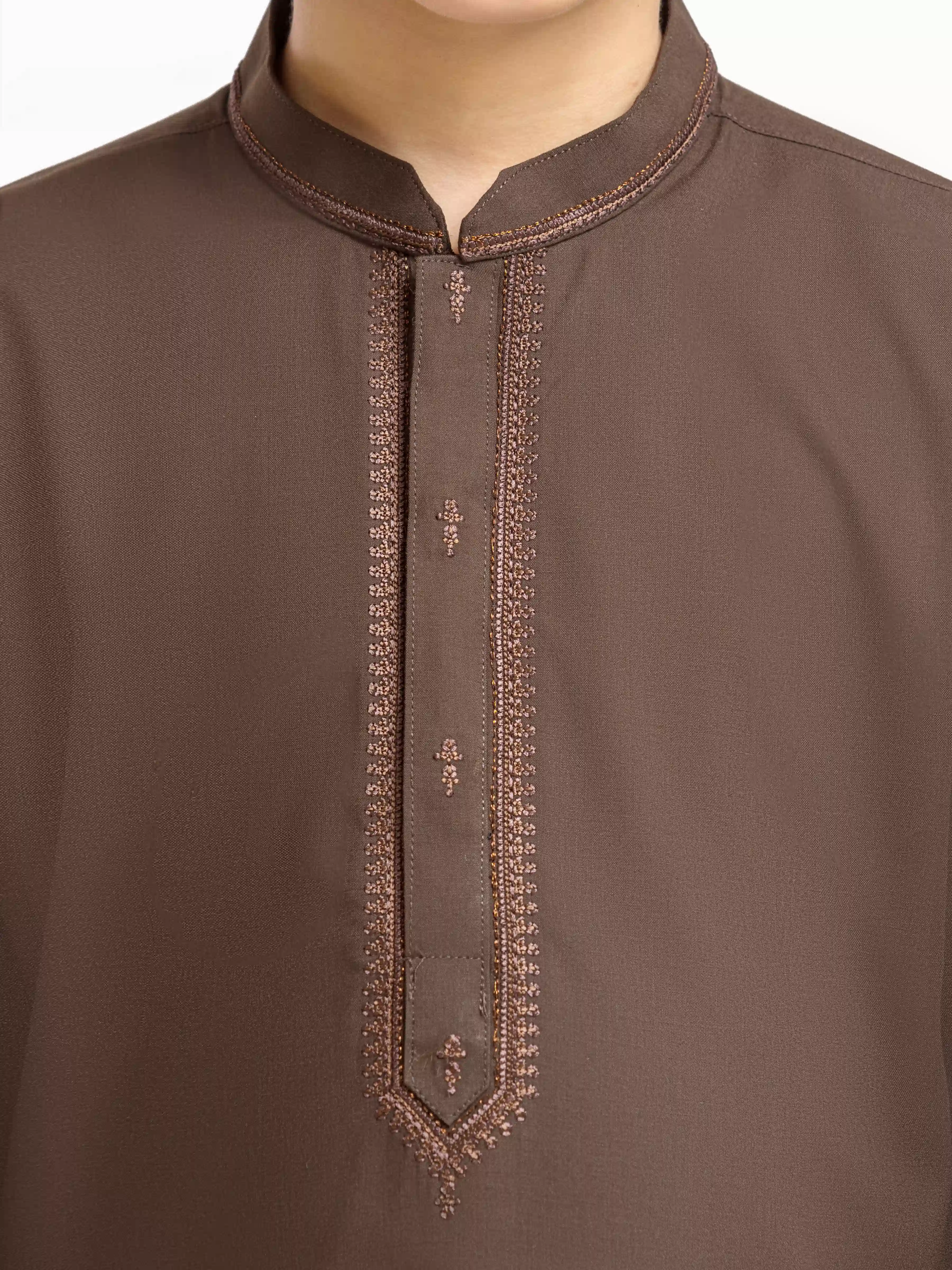 Boy's Dark Olive Kurta Shalwar - EBTKS5-4074 - Image 3