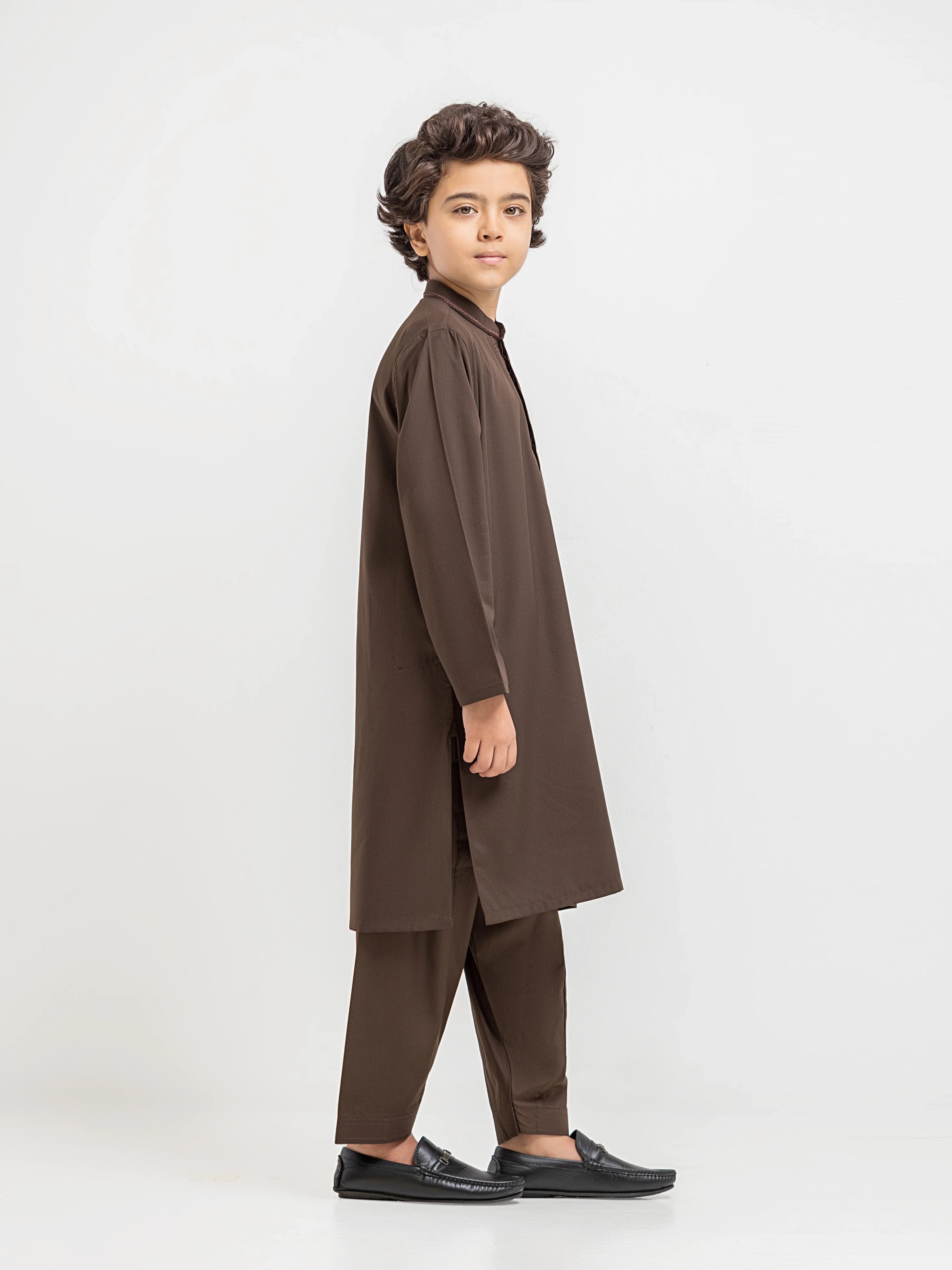 Boy's Dark Olive Kurta Shalwar - EBTKS5-4074 - Image 4
