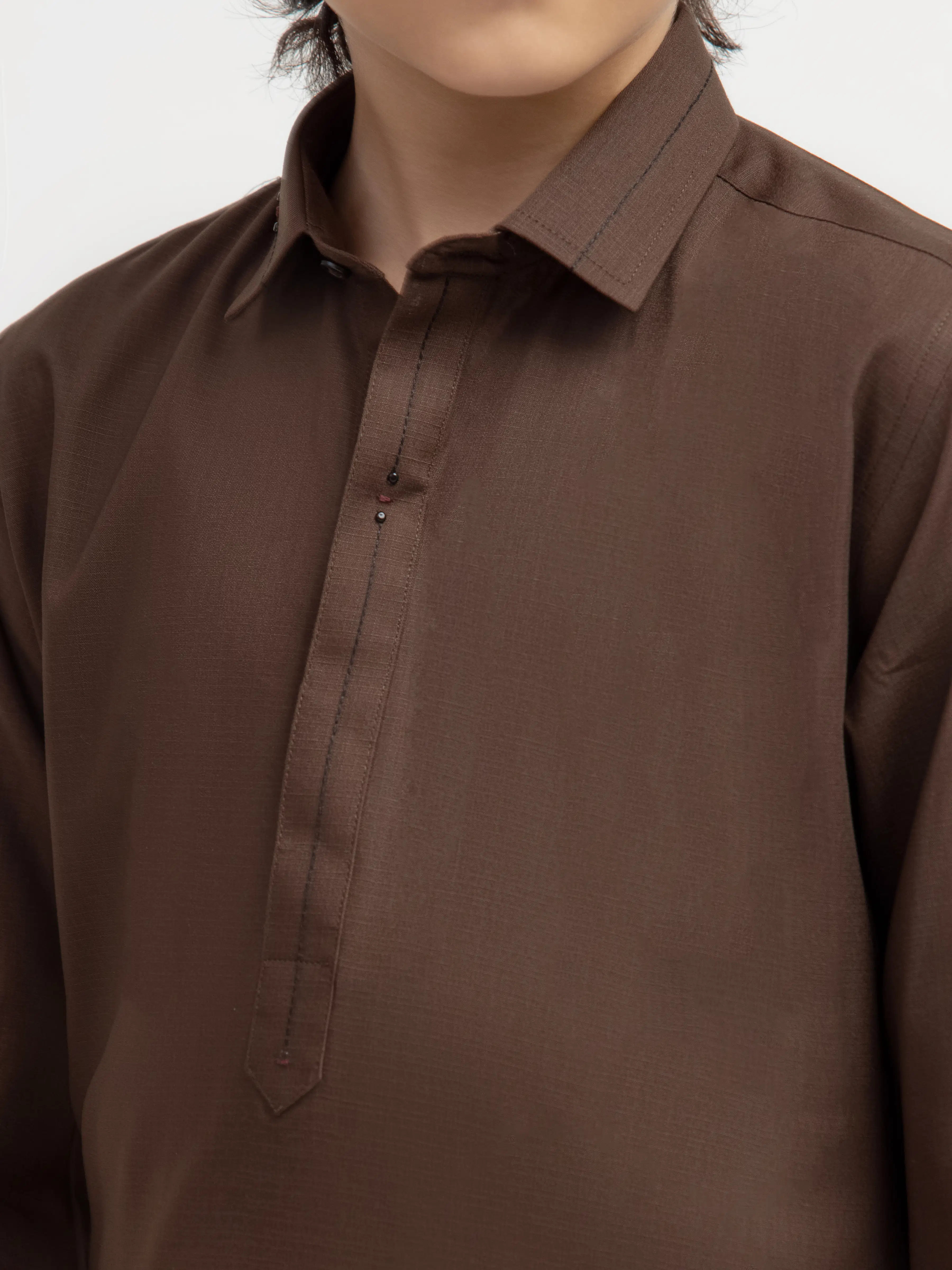 Boy's Dark Olive Kurta Shalwar - EBTKS5-4076 - Image 3