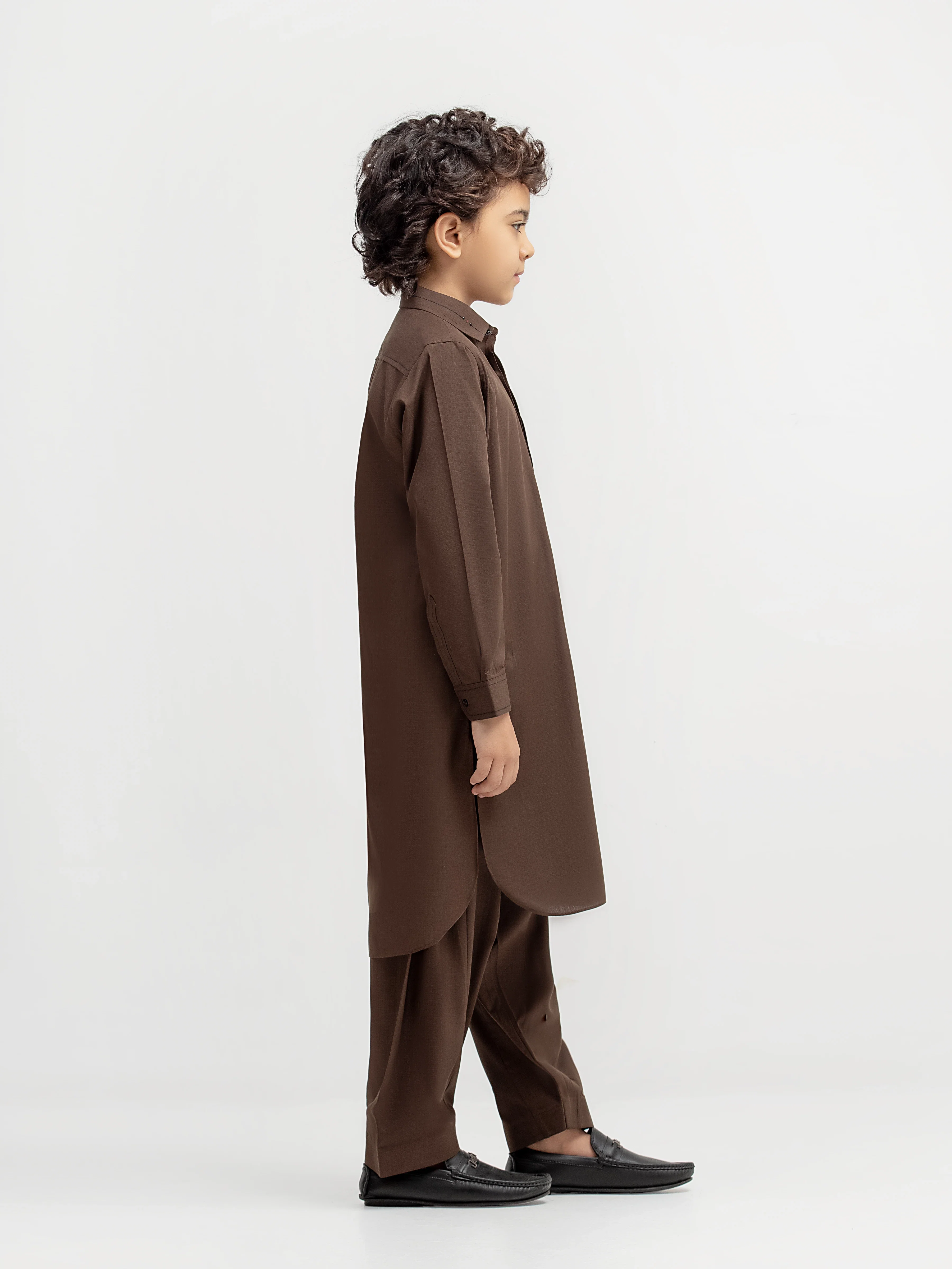 Boy's Dark Olive Kurta Shalwar - EBTKS5-4076 - Image 4
