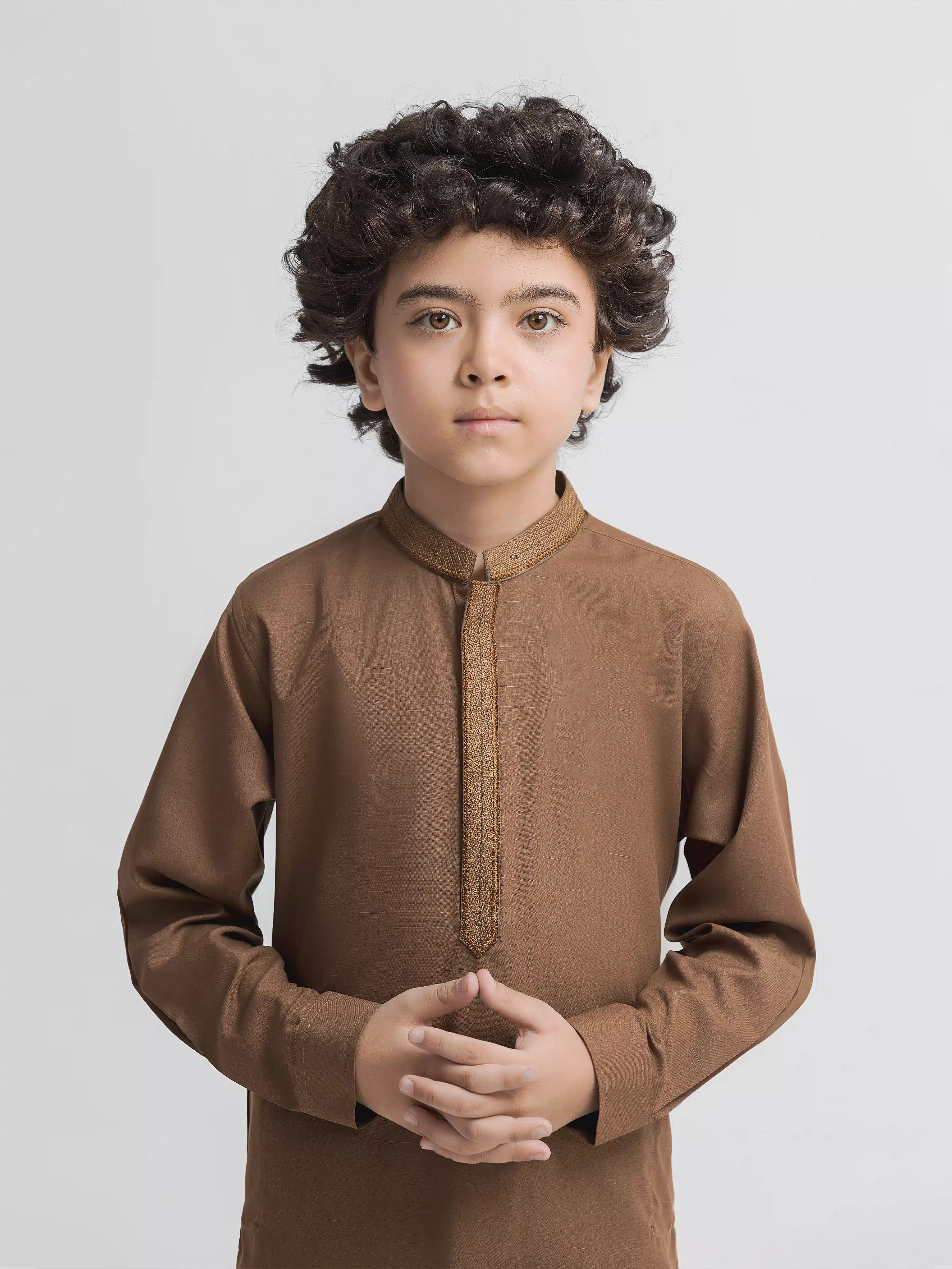 Boy's Dark Olive Kurta Shalwar - EBTKS6-4105 - Image 2