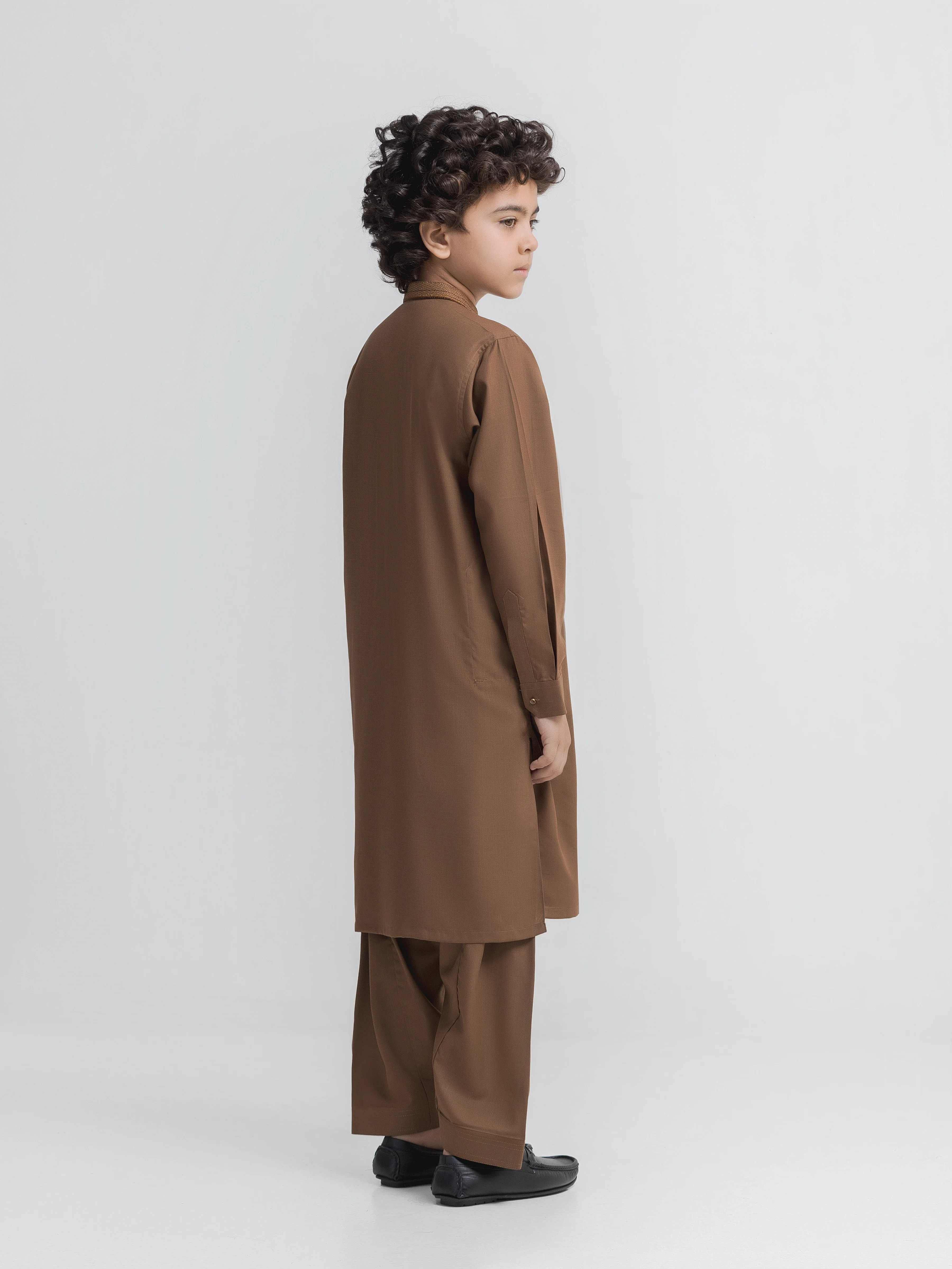 Boy's Dark Olive Kurta Shalwar - EBTKS6-4105 - Image 4