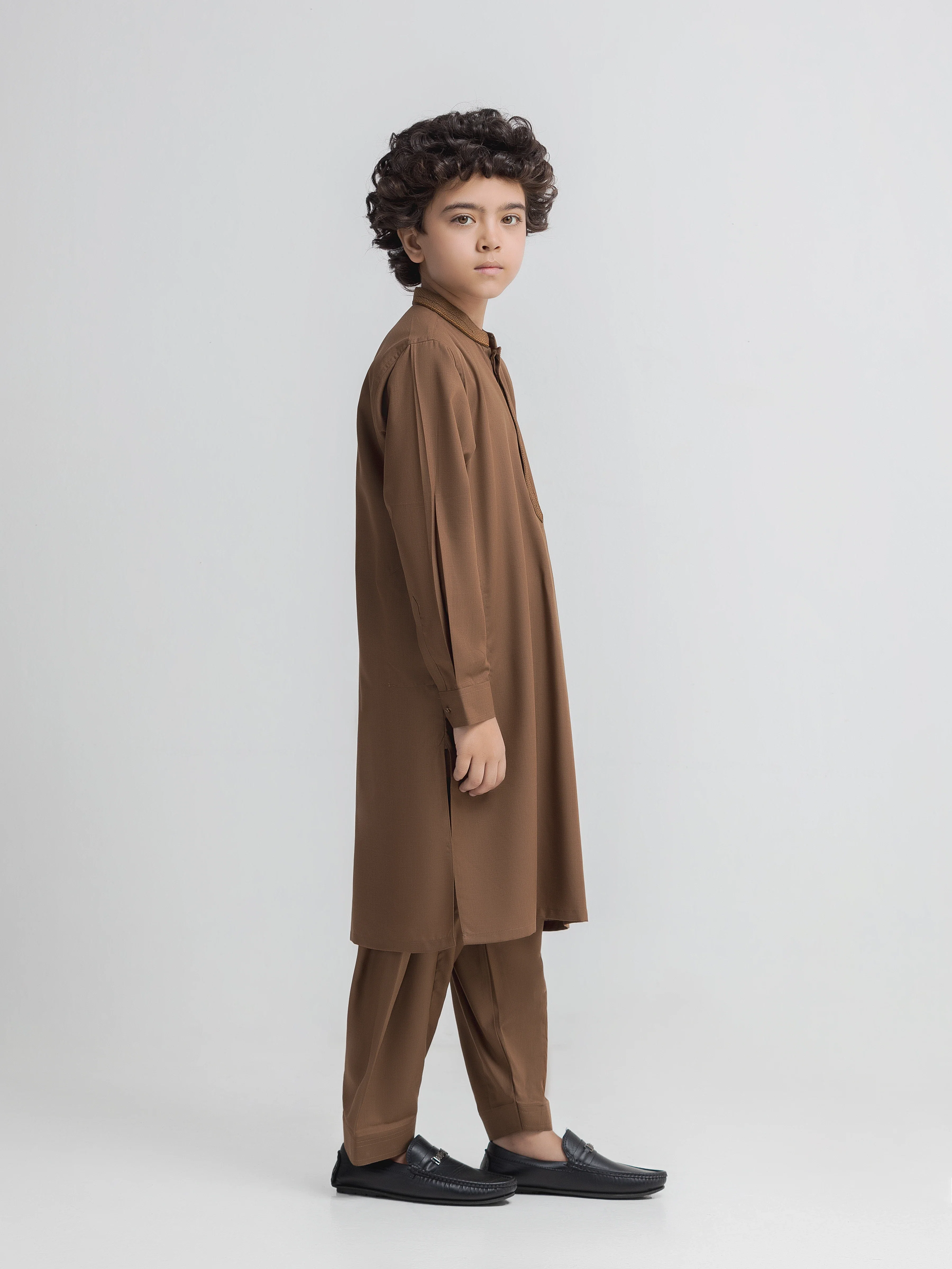 Boy's Dark Olive Kurta Shalwar - EBTKS6-4105 - Image 5